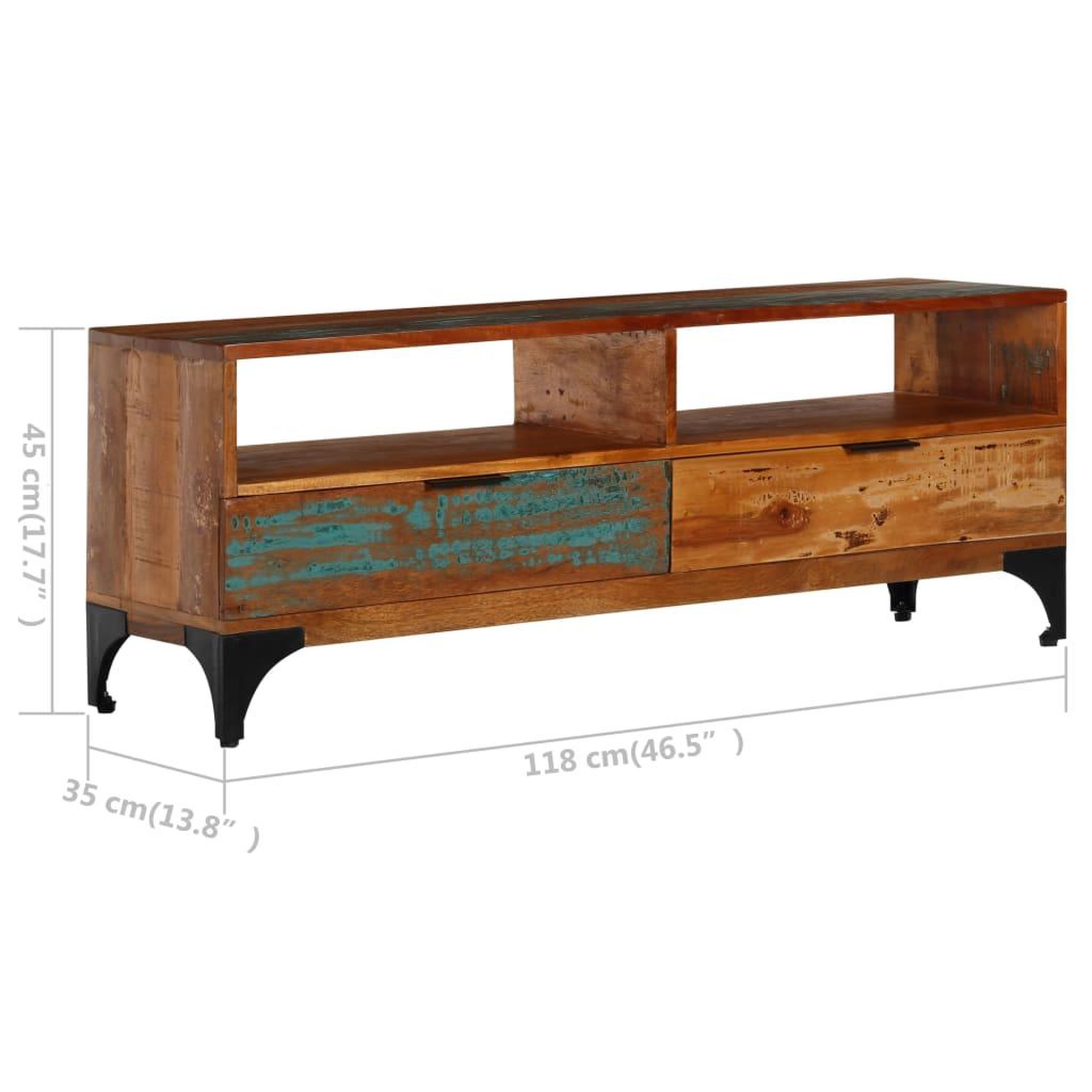 Voir la diapositive 6 : VIDAXL Meuble TV 118x35x45 cm Bois de recuperation massif