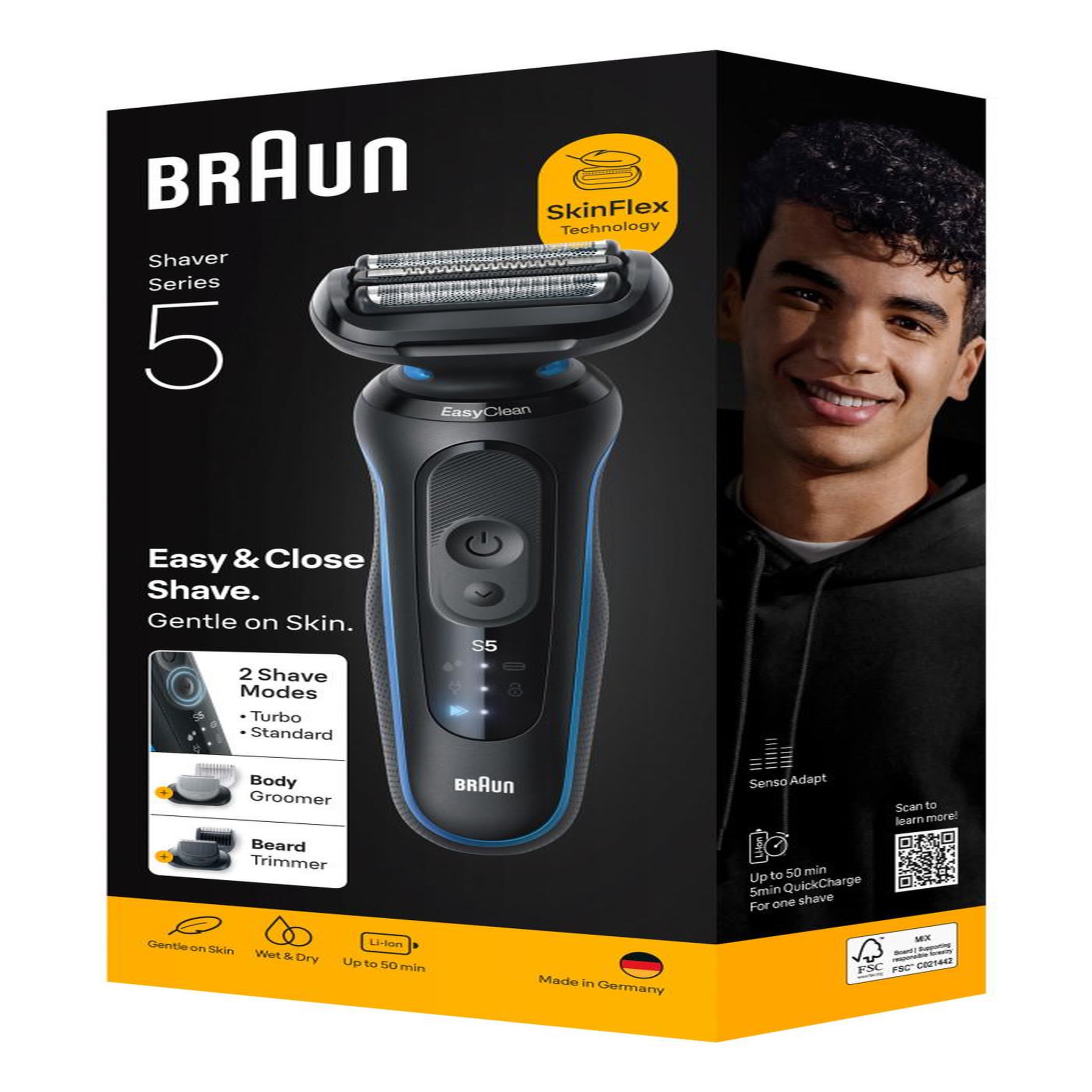 Voir la diapositive 3 : BRAUN Braun series 5 52-b1650s rasoir pour homme rasoir à grille tondeuse bleu