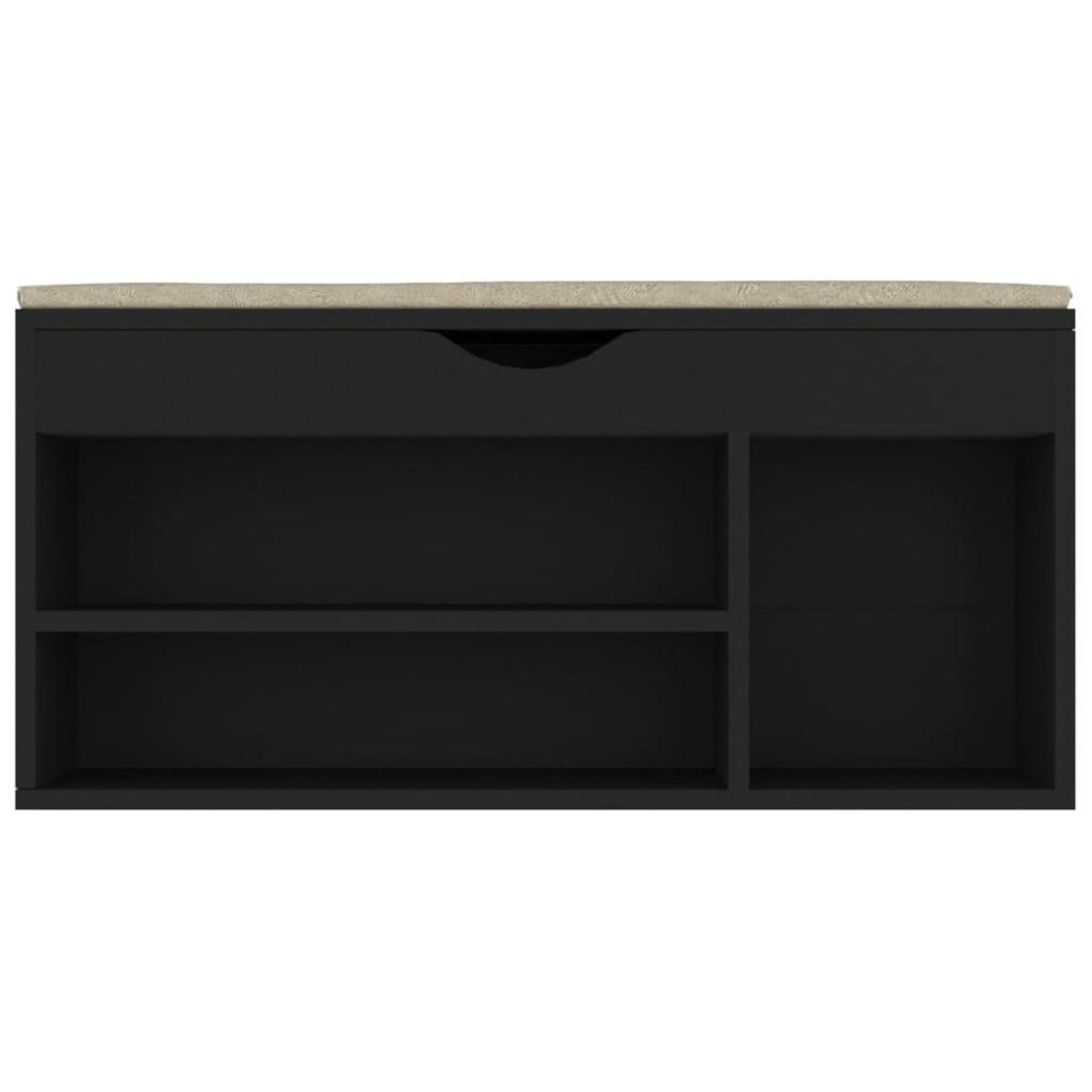 VIDAXL Banc a chaussures et coussin Noir 104x30x49cm Bois d'ingenierie