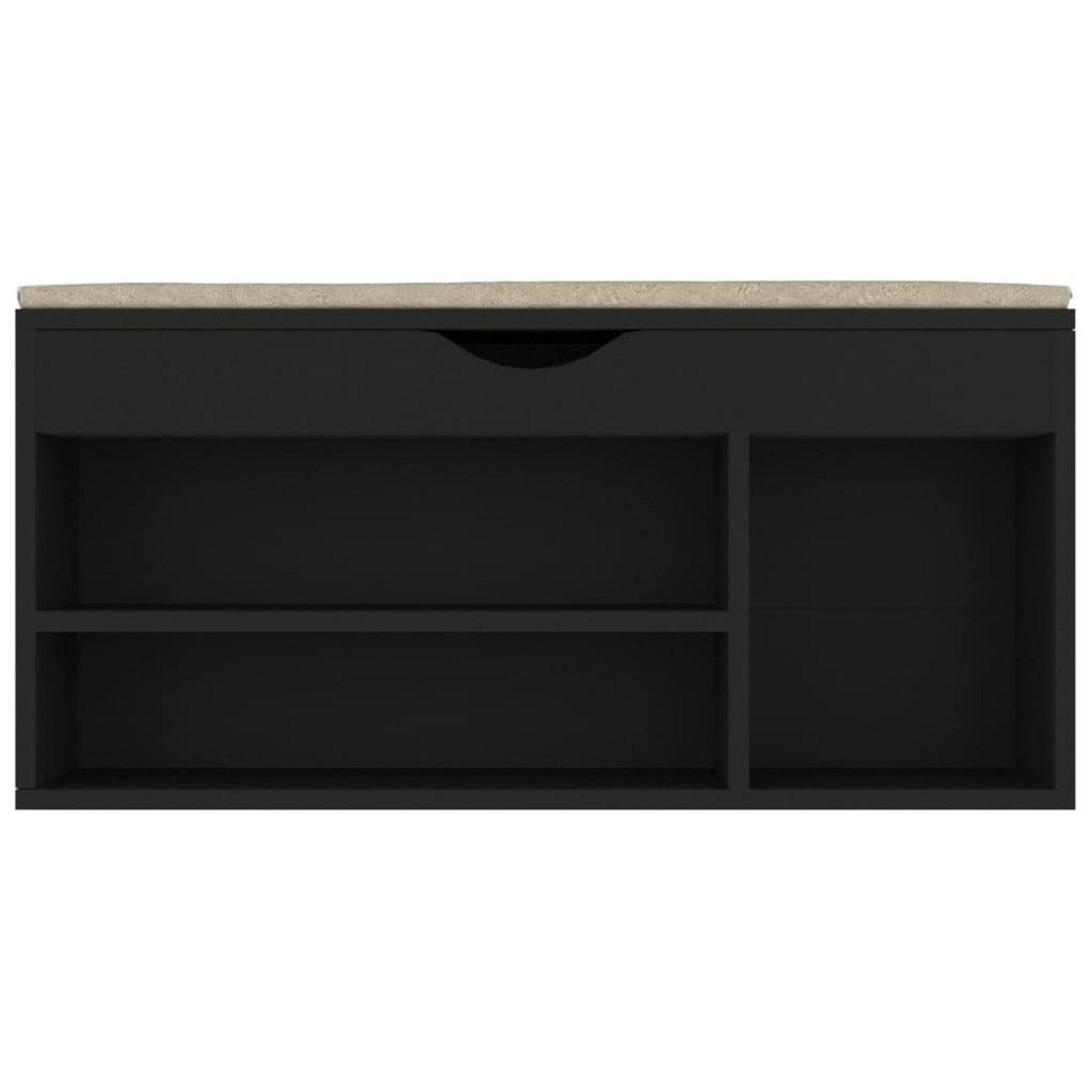 VIDAXL Banc a chaussures et coussin Noir 104x30x49cm Bois d'ingenierie