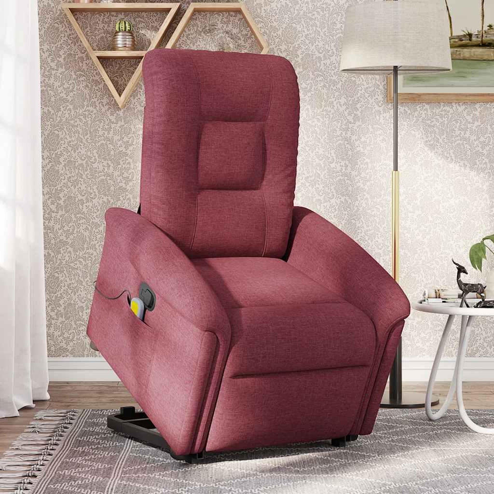 Voir la diapositive 3 : VIDAXL Fauteuil inclinable de massage Rouge bordeaux Tissu