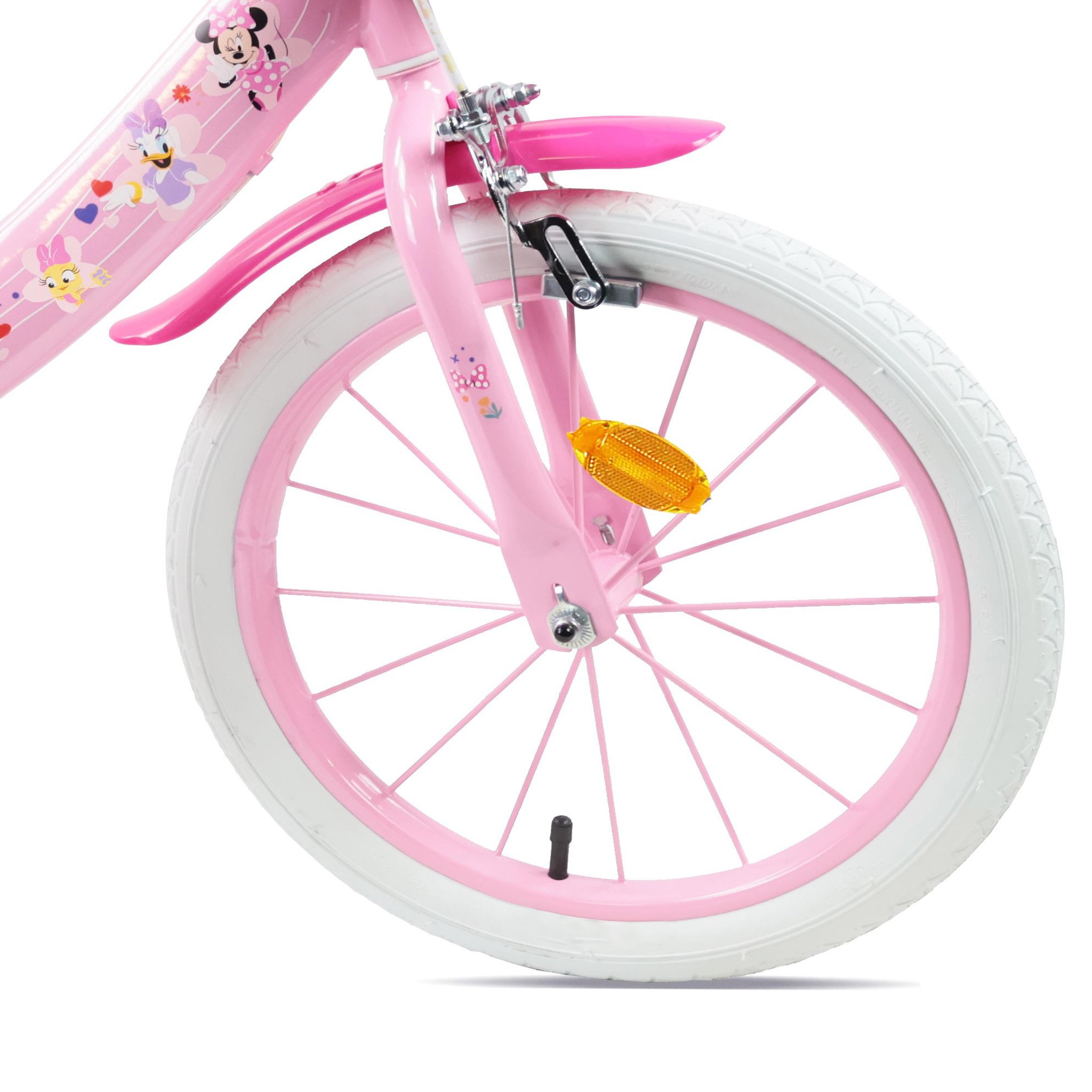 Voir la diapositive 4 : MINNIE Vélo enfant - Modèle fille 16'' - Vélo Minnie de Disney équipé de 2 freins + Porte Poupée - Panier avant et Stabilisateurs.