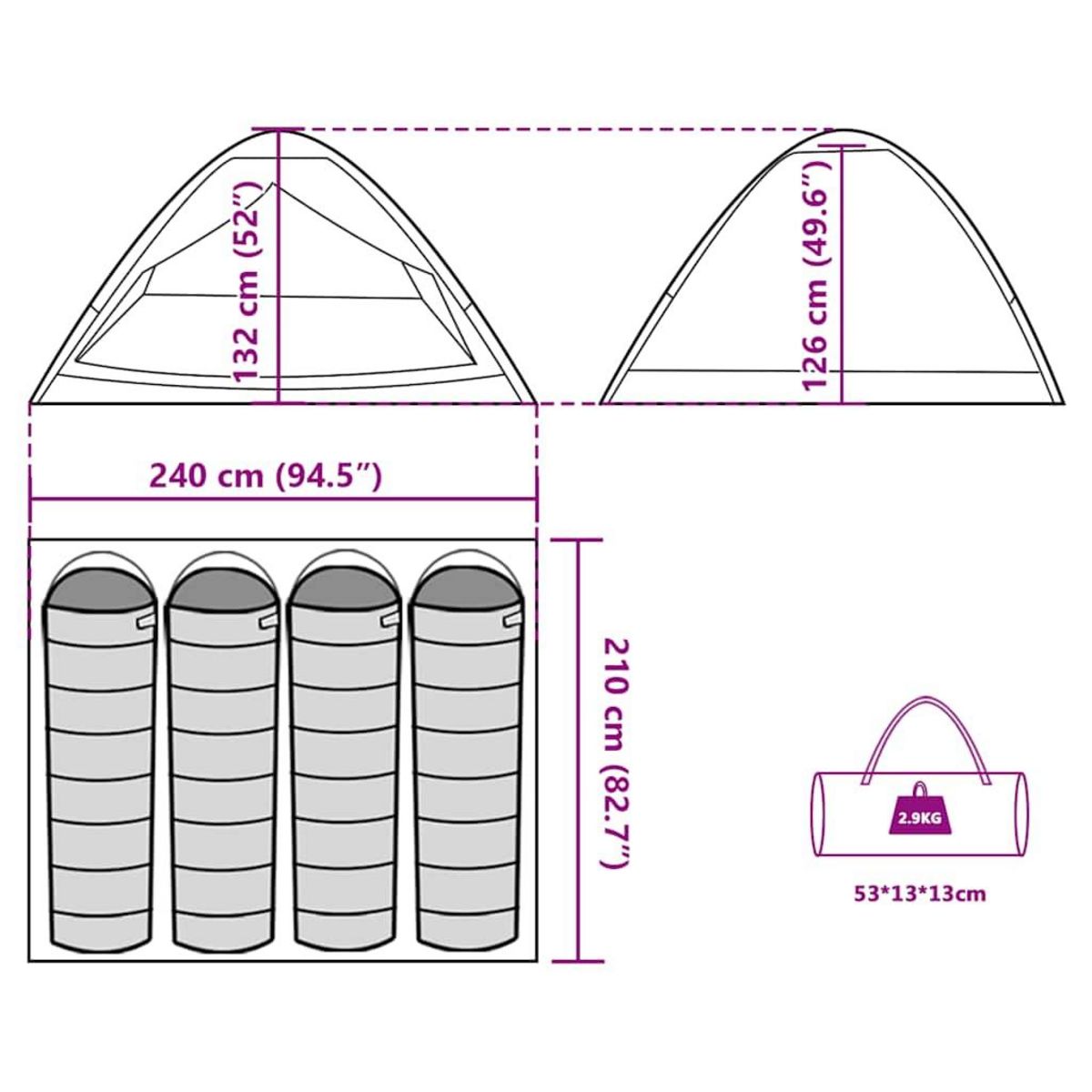 VIDAXL Tente de camping a dome 4 personnes vert impermeable