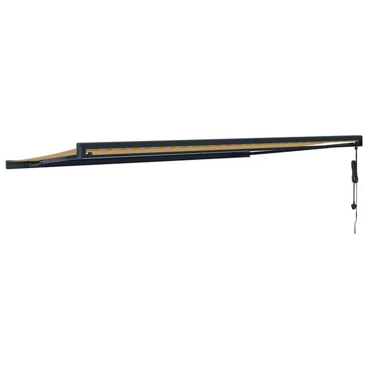 VIDAXL Auvent retractable jaune et blanc 5x3 m tissu et aluminium