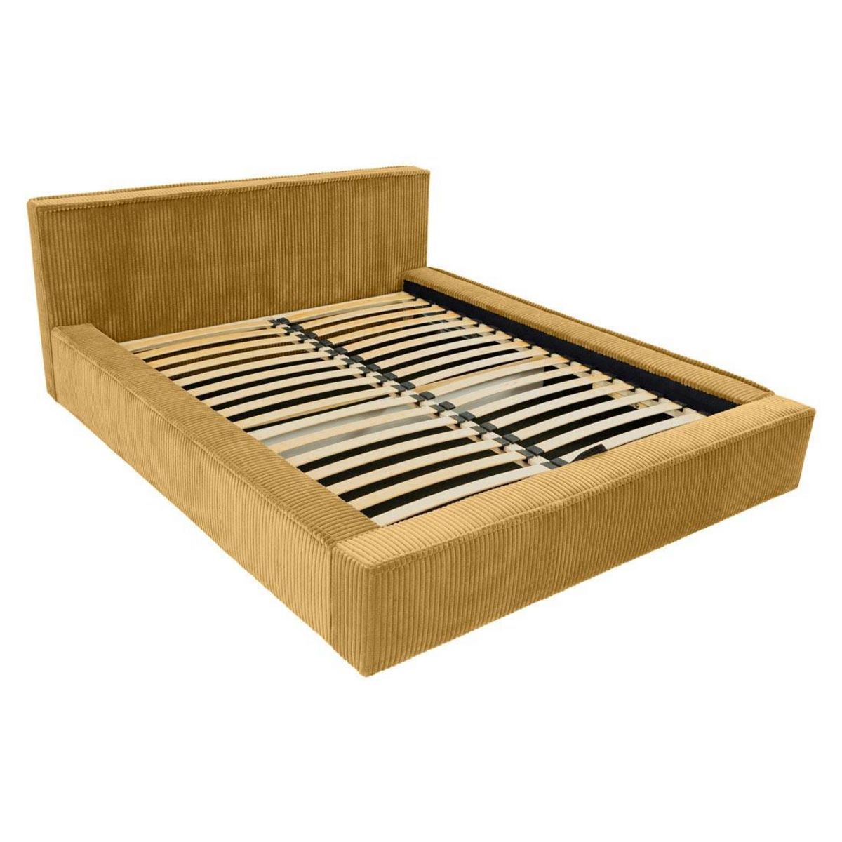 BEST MOBILIER Swan - lit coffre - 160x200 cm - sommier inclus - en velours côtelé grosses côtes