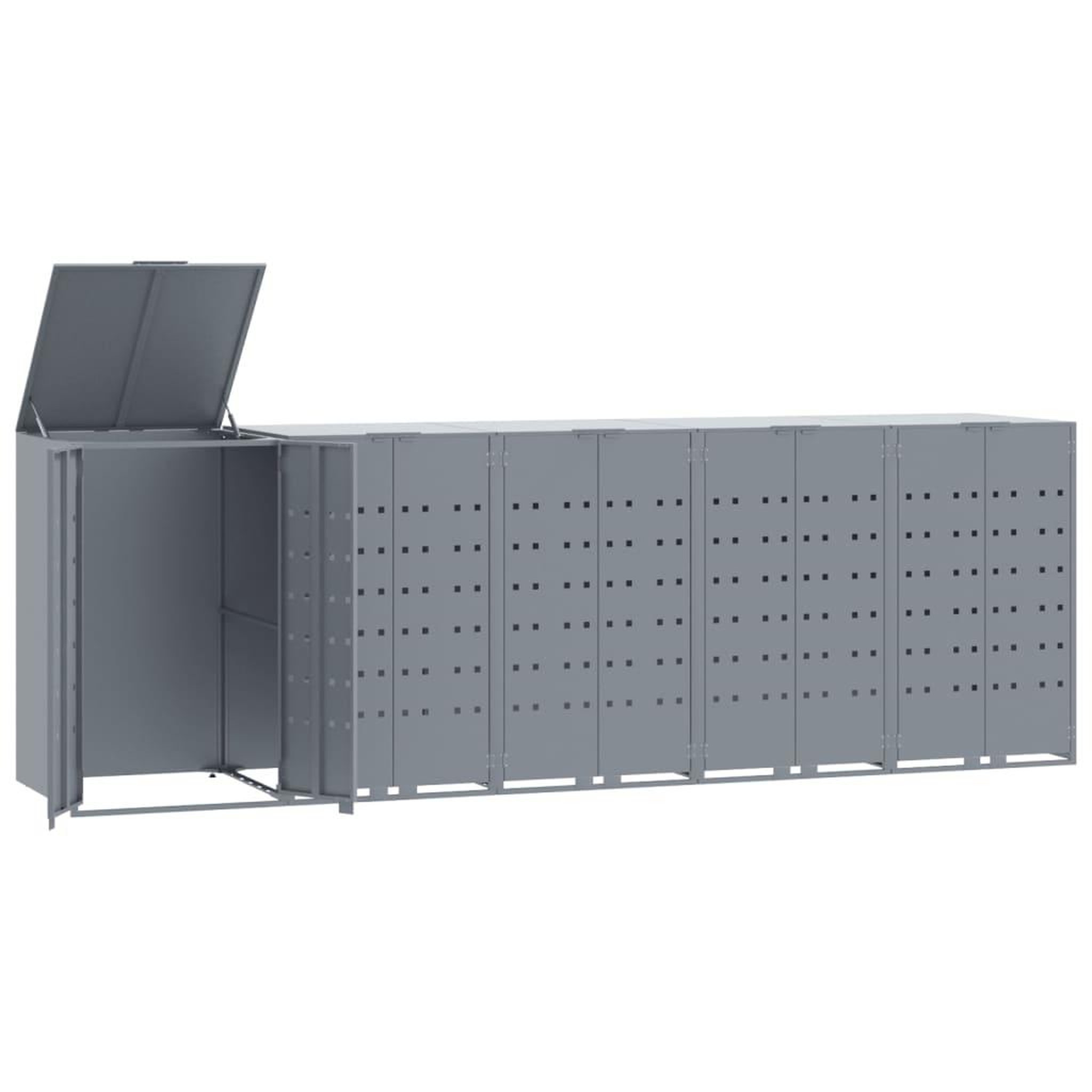 Voir la diapositive 2 : VIDAXL Rangement a roulettes pour poubelles pour 5 bacs gris acier