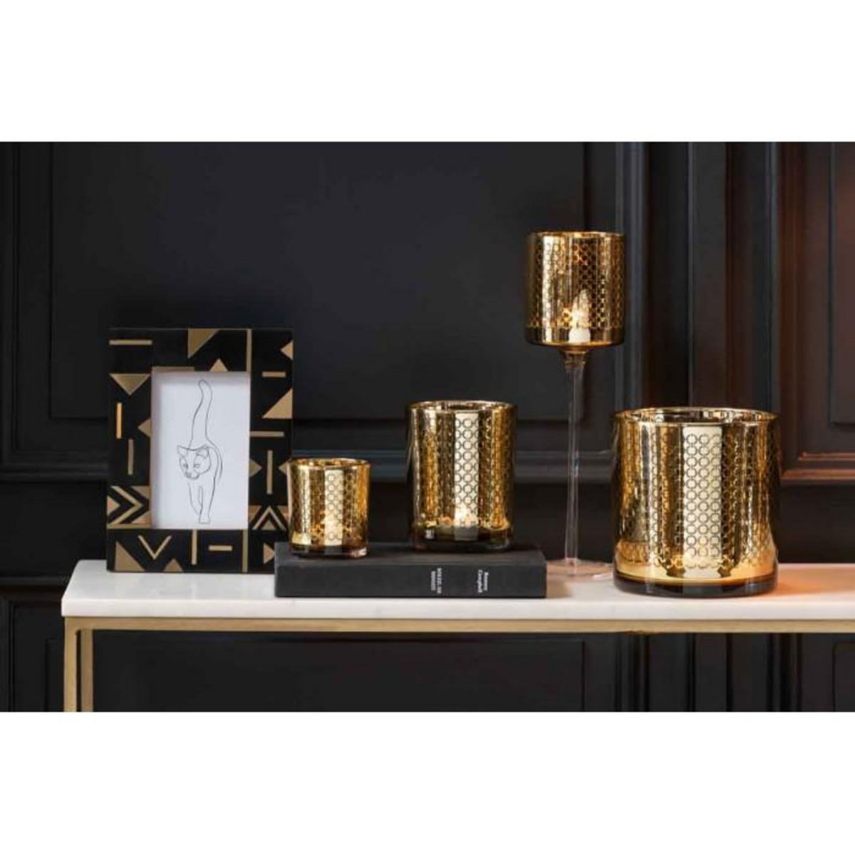 Paris Prix Cadre Photo Déco  Géométrique  10x15cm Noir & Or