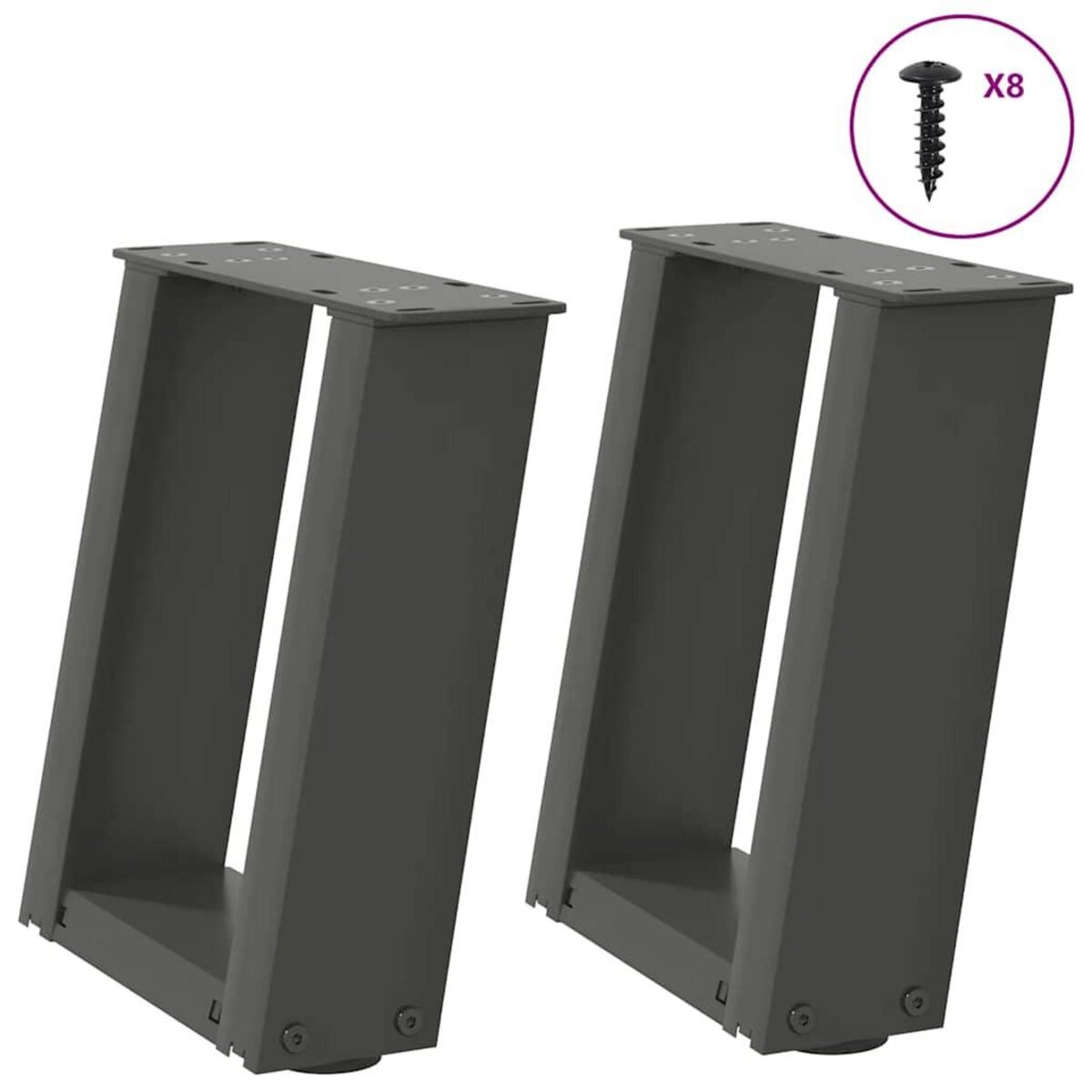 VIDAXL Pieds de table basse forme de U 2 pcs anthracite 30x(30-31) cm