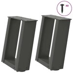 VIDAXL Pieds de table basse forme de U 2 pcs anthracite 30x(30-31) cm
