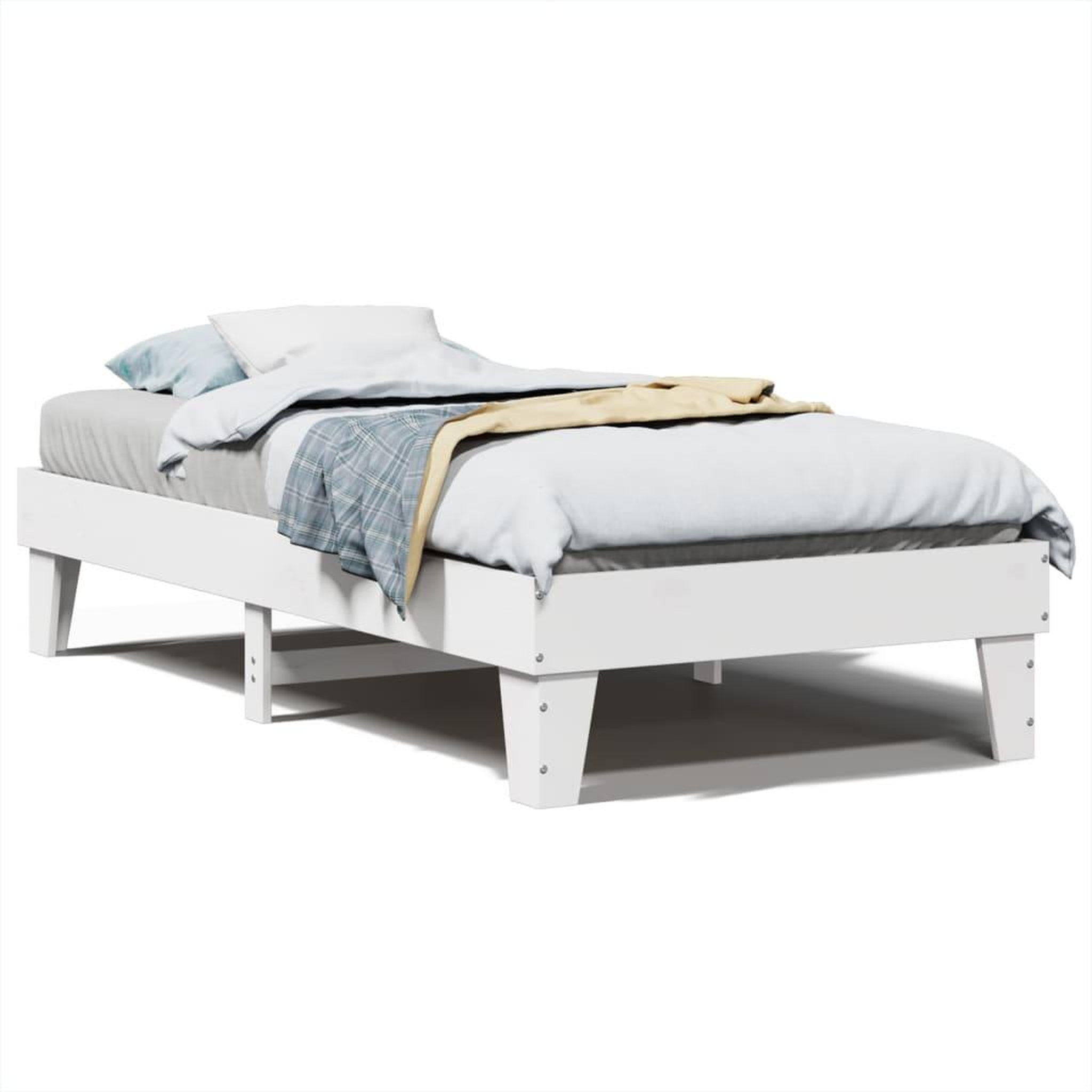 Voir la diapositive 2 : VIDAXL Cadre de lit sans matelas blanc 100x200 cm bois de pin massif