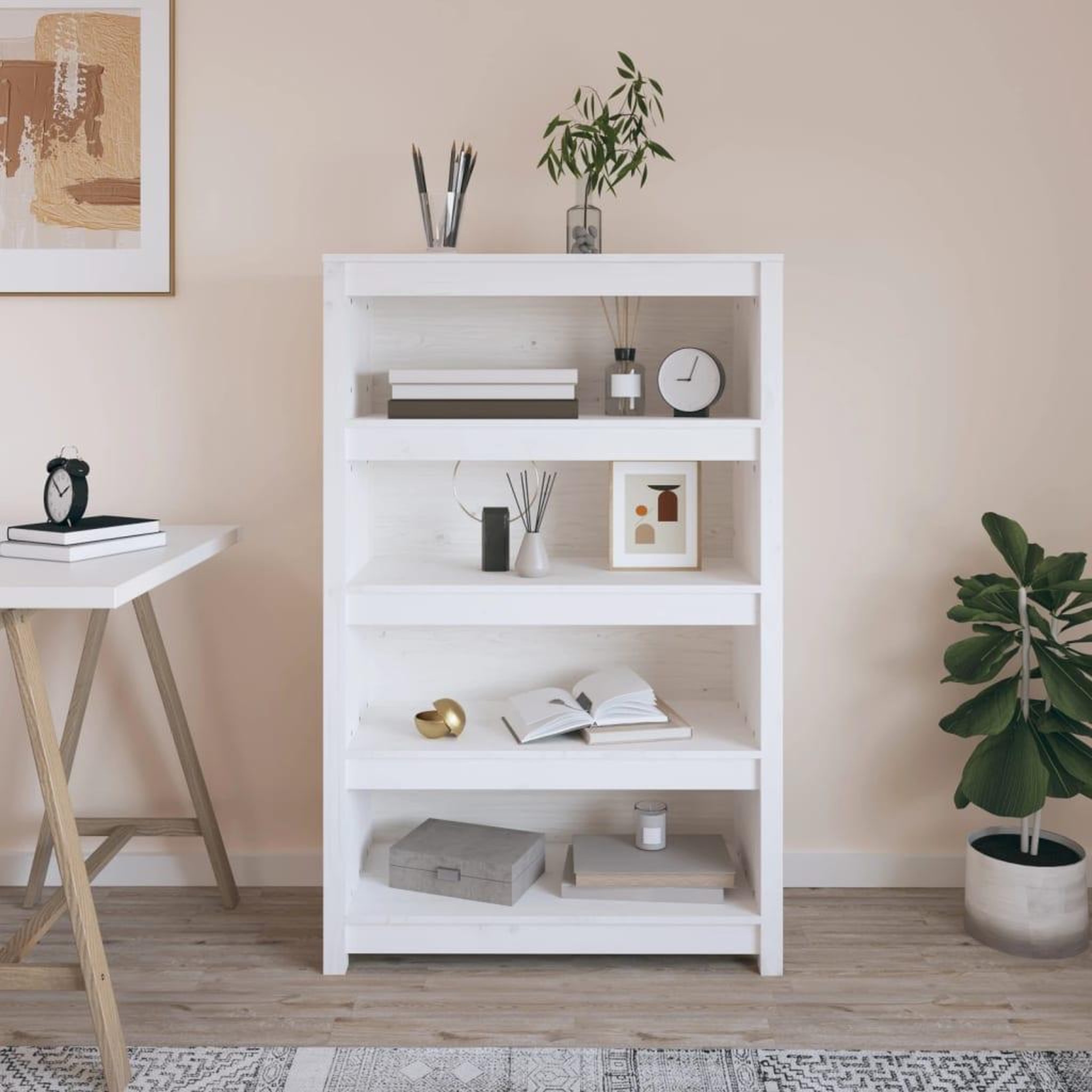 Voir la diapositive 1 : VIDAXL Bibliotheque Blanc 80x35x126 cm Bois de pin massif