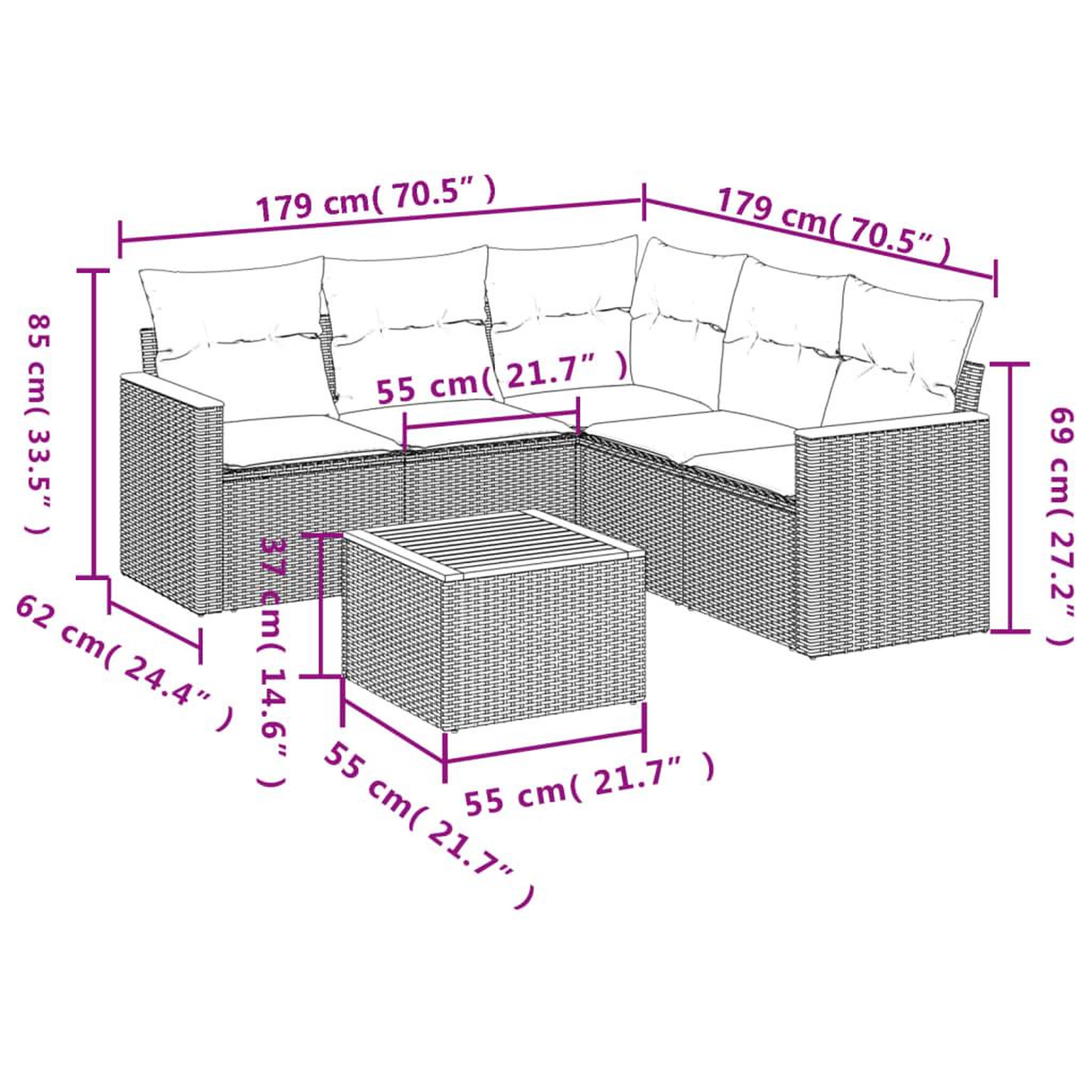 Voir la diapositive 6 : VIDAXL Salon de jardin 6 pcs avec coussins noir resine tressee