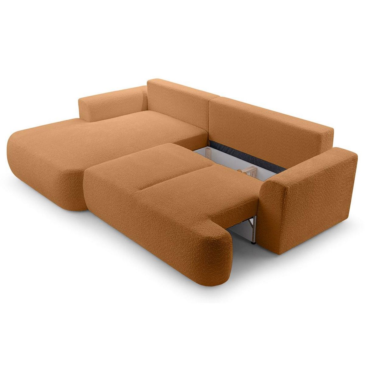 BEST MOBILIER Candela - canapé d'angle gauche 4 places - convertible avec coffre - en tissu bouclette