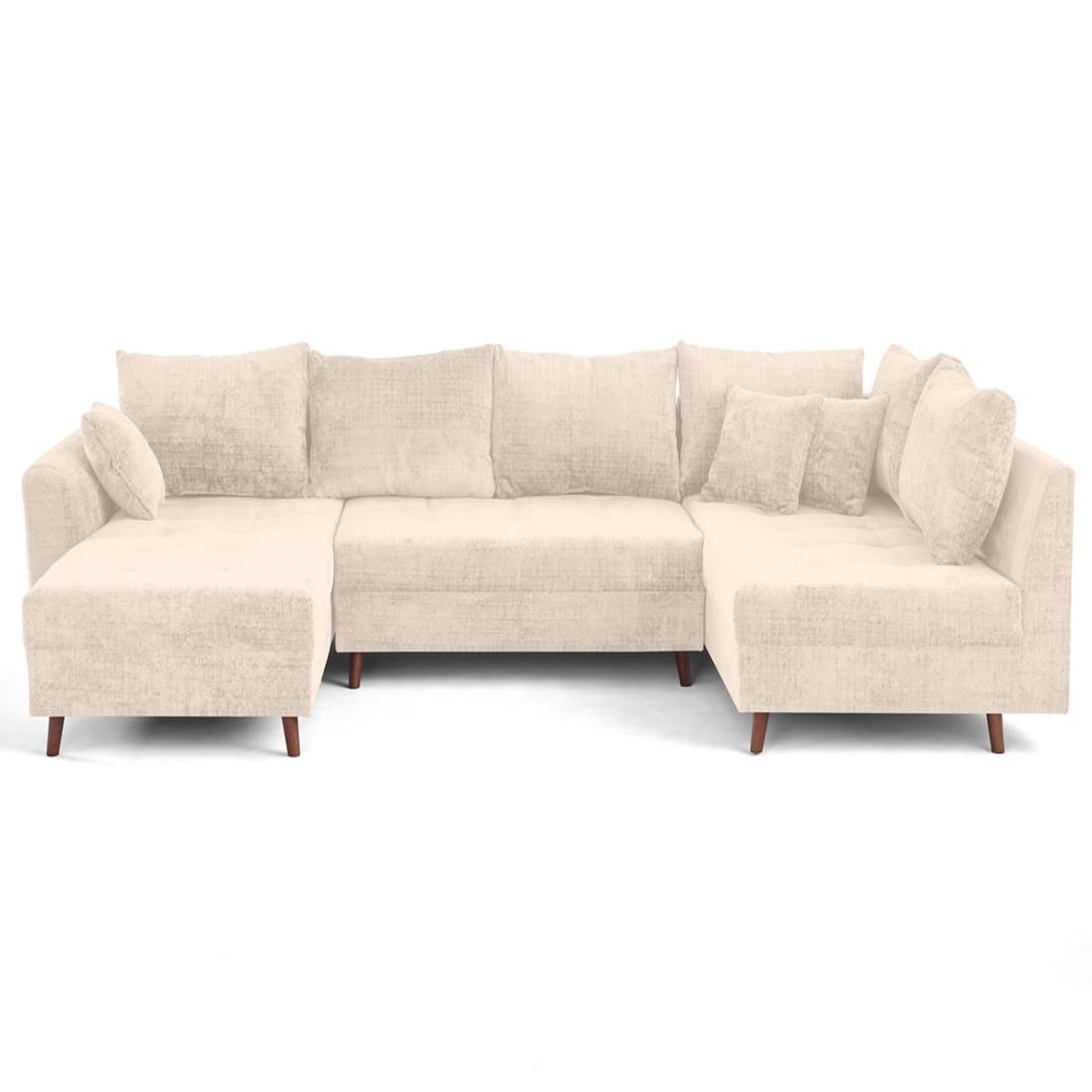 Voir la diapositive 1 : BEST MOBILIER Rune - canapé panoramique d'angle droit 7 places en velours texturé