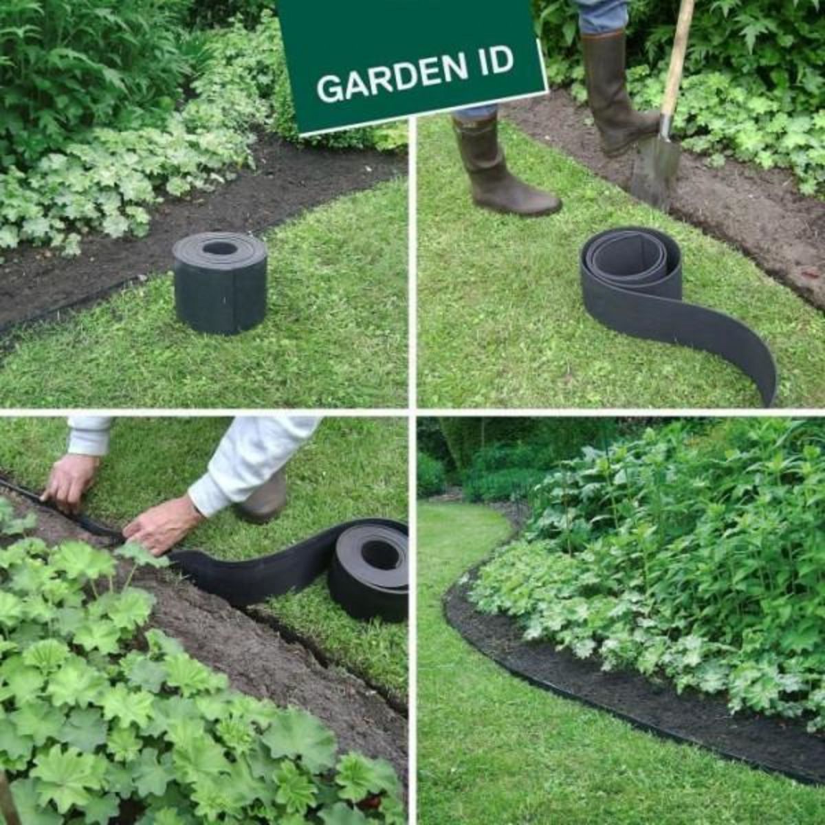 MARKET24 Bordure de jardin en caoutchouc recyclé - GARDEN ID Eco Border - 5 m H20 cm - Indestructible - Flexible, pose droite ou courbé