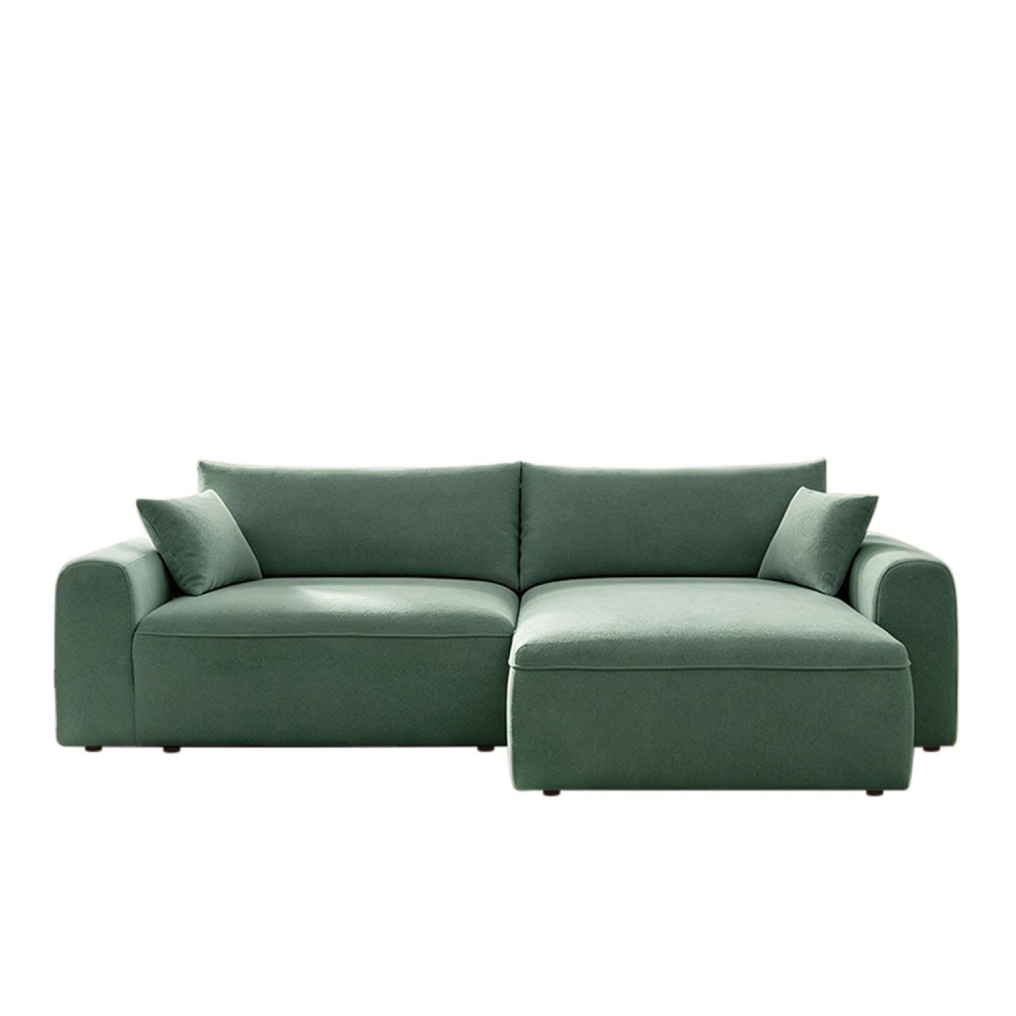 CONCEPT USINE Canapé d'angle convertible 4 places en tissu bouclé avec coffre de rangement belair