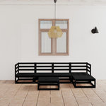 VIDAXL Salon de jardin 6 pcs noir bois de pin massif