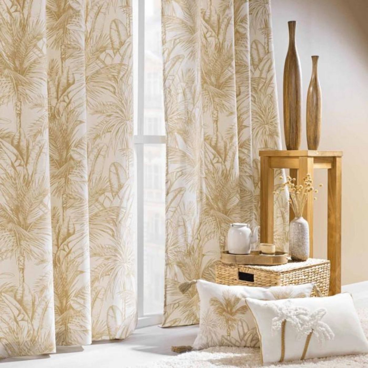 Paris Prix Coussin Déco Imprimé  Dune  30x50cm Naturel