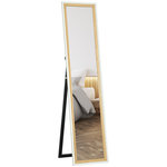 HOMCOM Miroir sur pied et mural design pleine longueur 37 x 157 cm cadre bicolore effet bois clair blanc