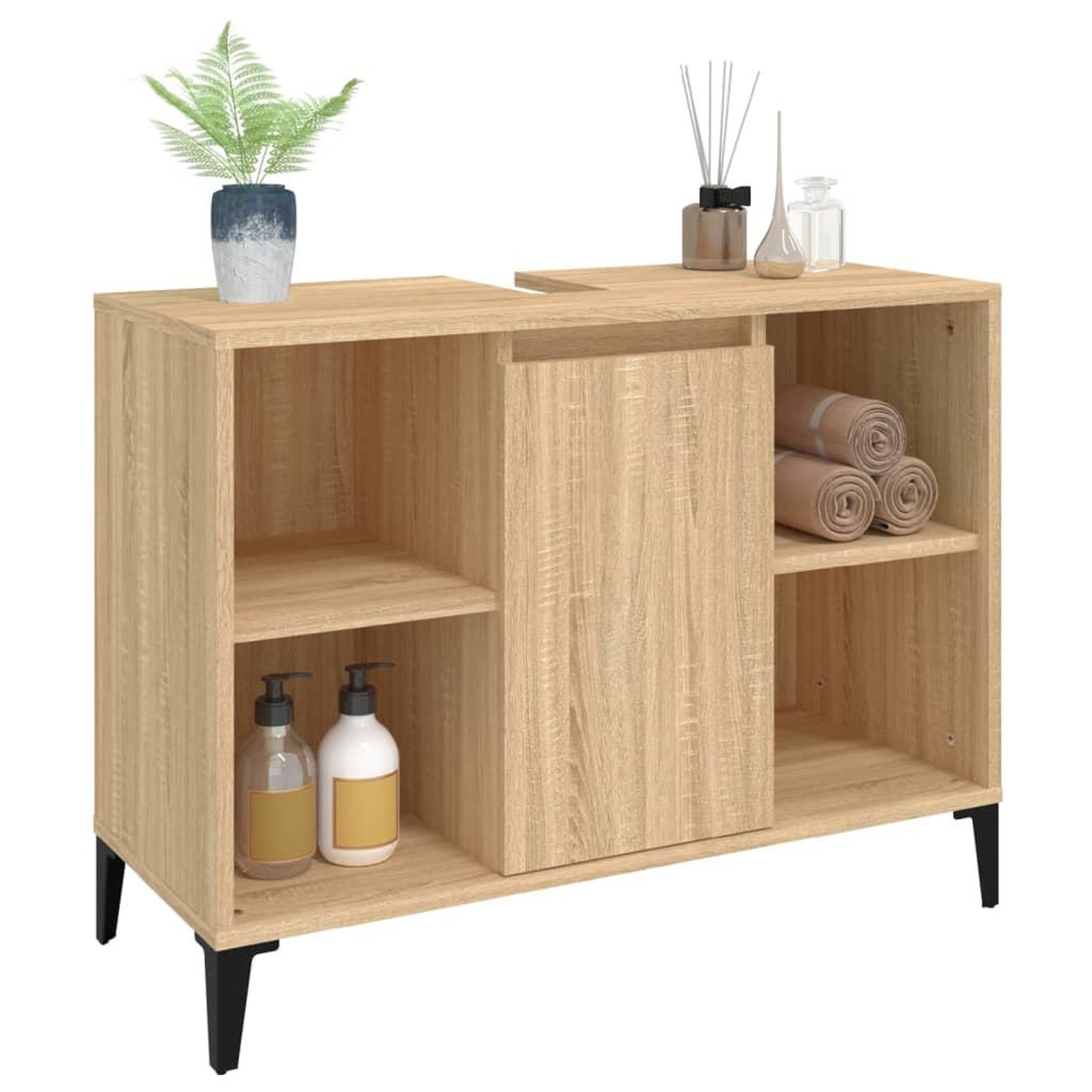 Voir la diapositive 4 : VIDAXL Meuble d'evier chene sonoma 80x33x60 cm bois d'ingenierie