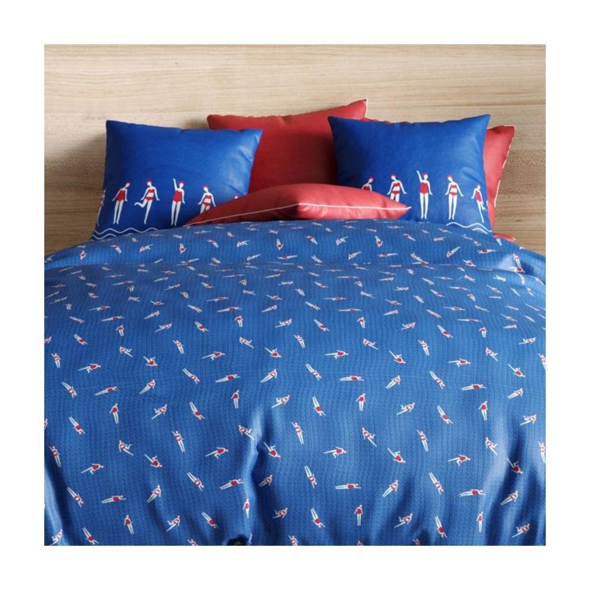 ATELIER DU COTON Housse de couette 240x220 BAIGNEUSES + 2 taies coton 57 fils