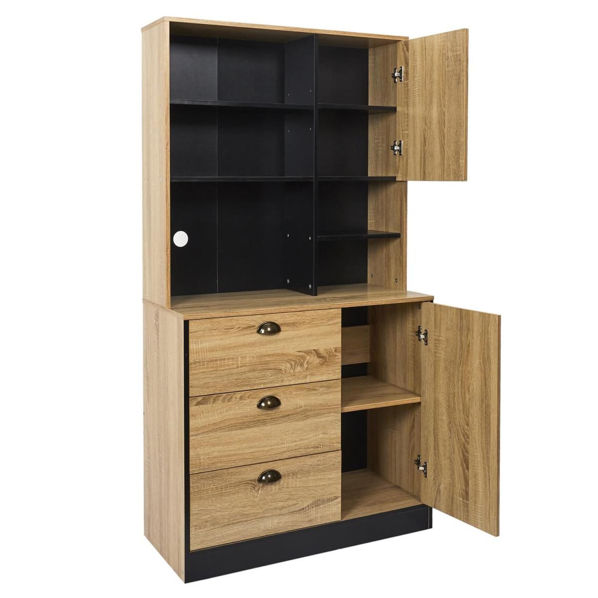 Voir la diapositive 5 : The Home Deco Factory Buffet de Cuisine  Chef  169cm Naturel & Noir