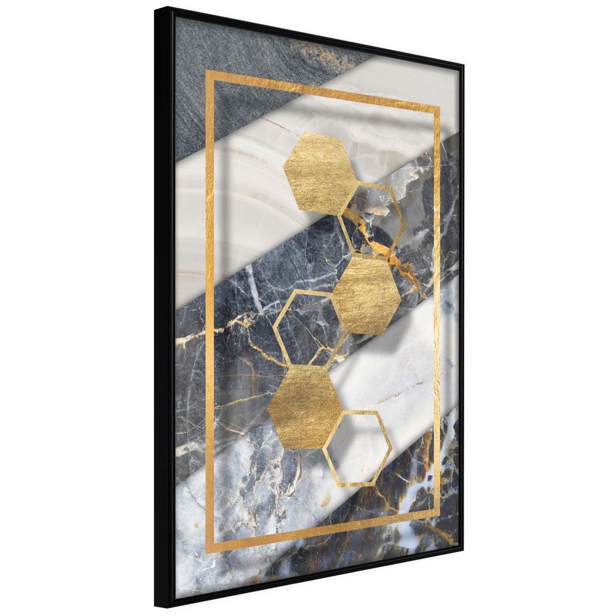 Paris Prix Affiche murale encadrée  marble composition iii. Coloris disponibles : Jaune, Noir