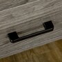 HOMCOM Rangement style industriel - tiroir coulissant, 3 niches, 2 paniers non tissés - métal noir panneaux aspect bois gris