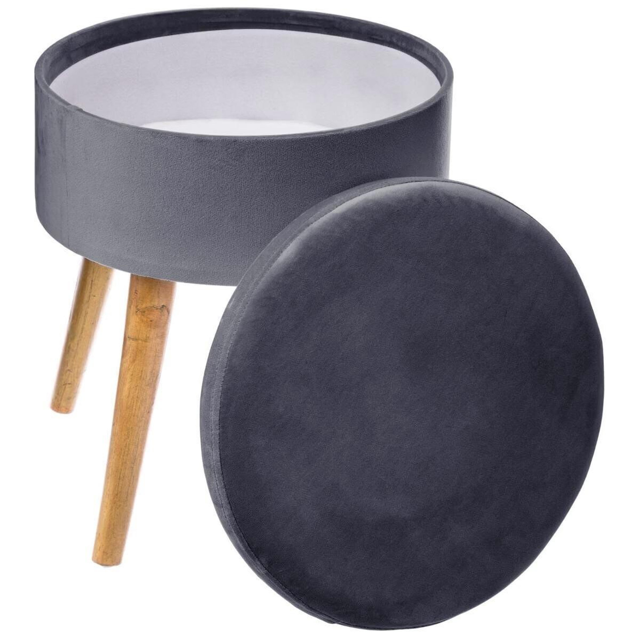 Voir la diapositive 2 : ATMOSPHERA Tabouret coffre scandinave  tess  44cm gris foncé