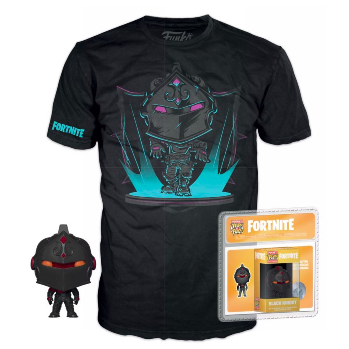 FUNKO Tee shirt fortnite Black Knight Taille L 12/14 ans et Figurine Pocket Pop