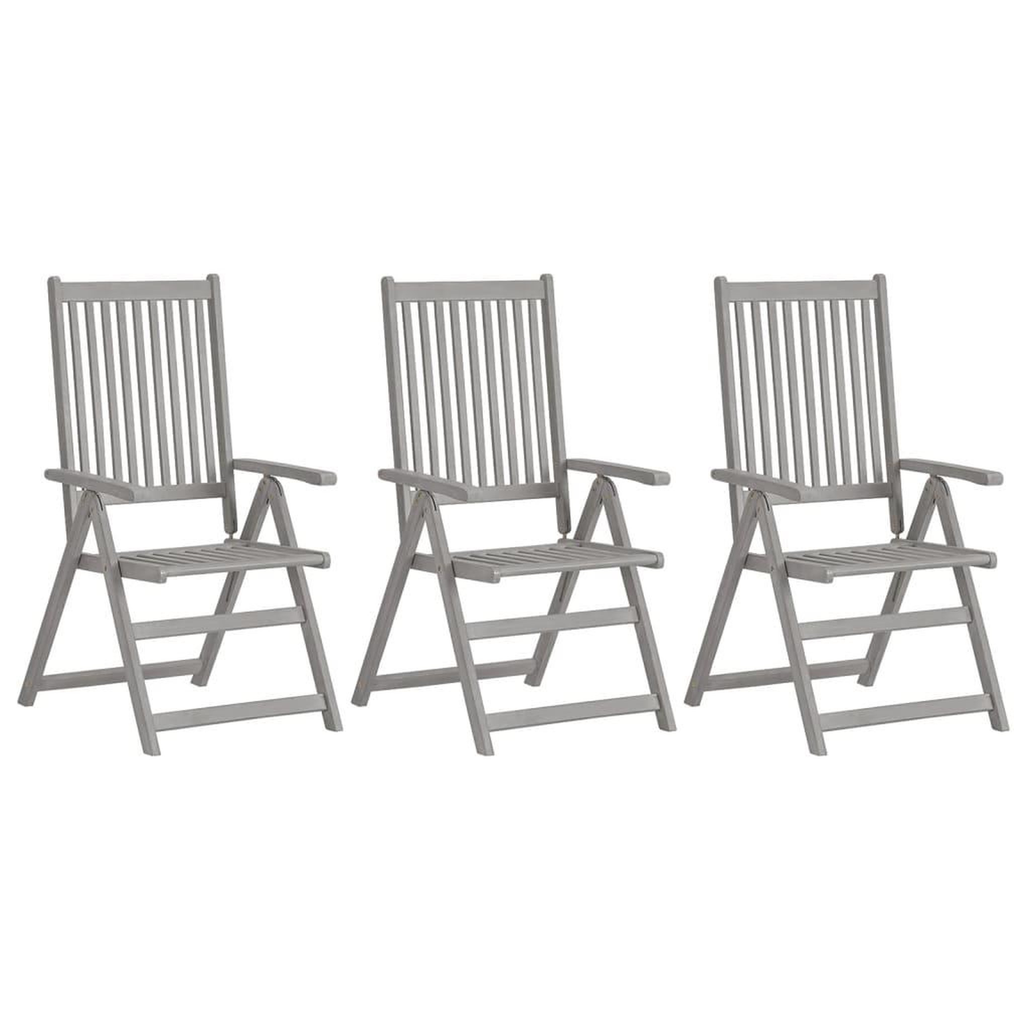 Voir la diapositive 2 : VIDAXL Chaises inclinables de jardin lot de 3 et coussins Bois acacia