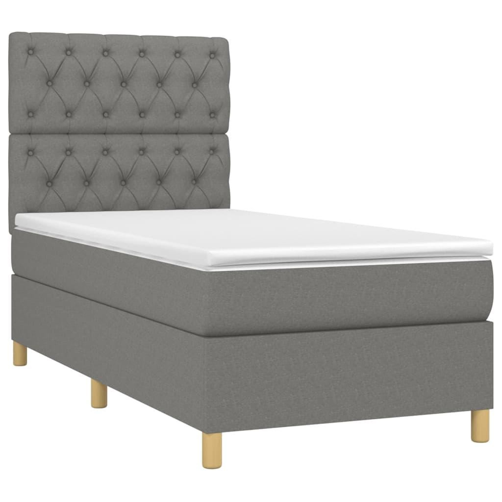 Voir la diapositive 3 : VIDAXL Sommier a lattes de lit avec matelas Gris fonce 80x200 cm Tissu