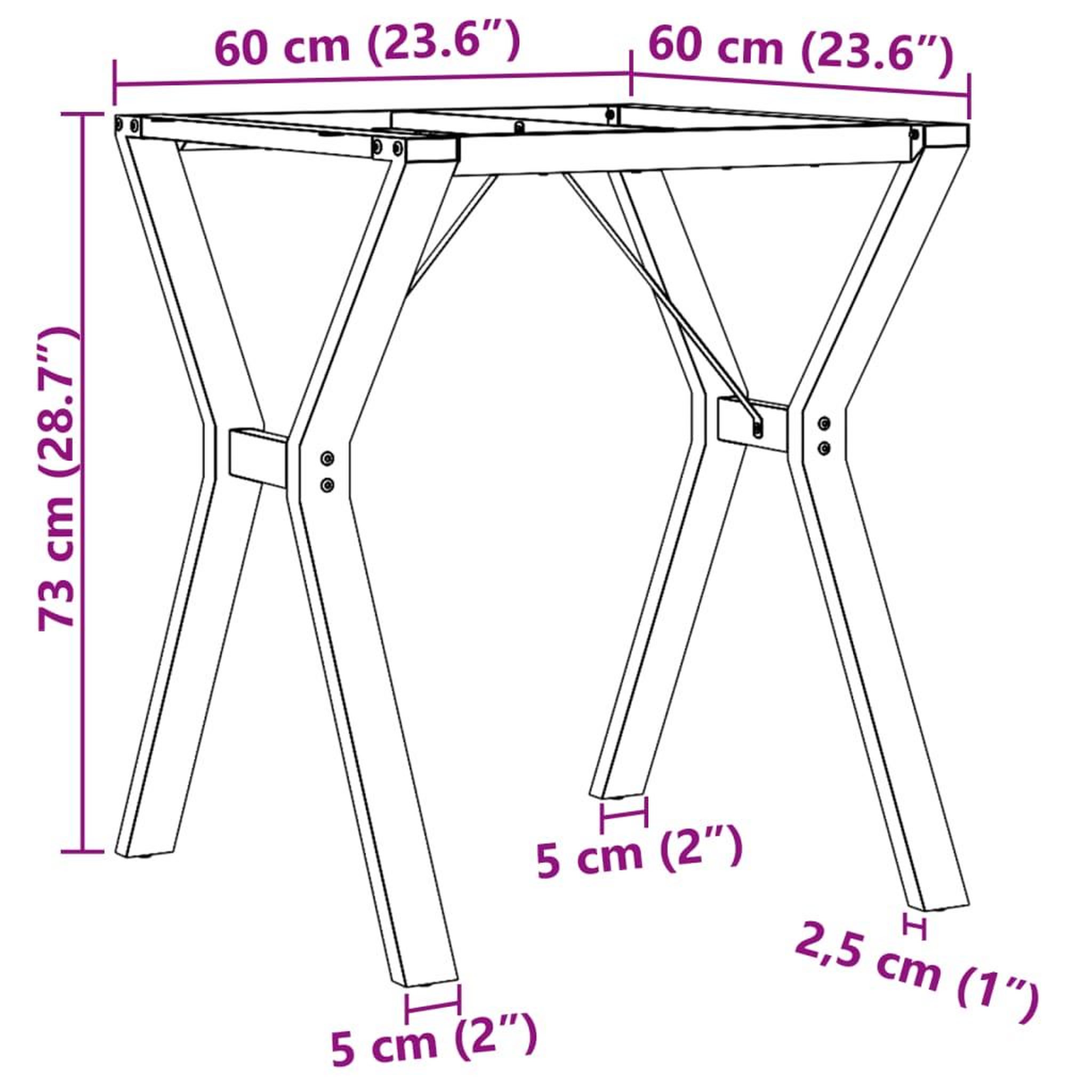 Voir la diapositive 6 : VIDAXL Pieds de table a manger cadre en Y 60x60x73 cm acier