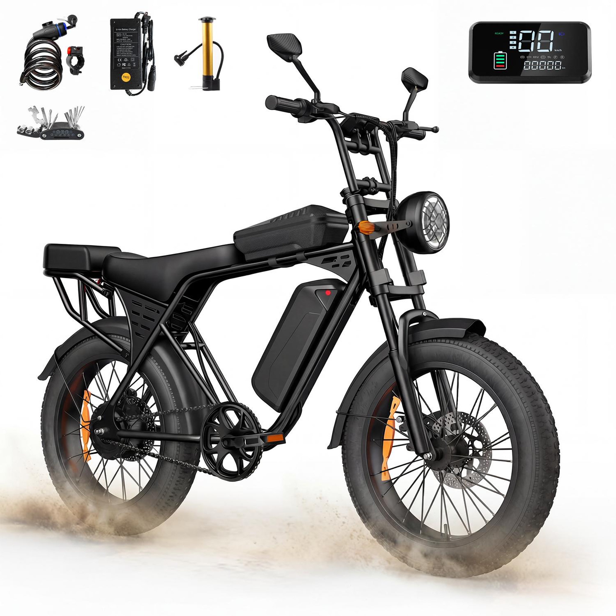Voir la diapositive 2 : AAIRSK Vélo électrique 20  aairsk x5 fat bike – batterie amovible 48 v 250 w 15 ah, noir