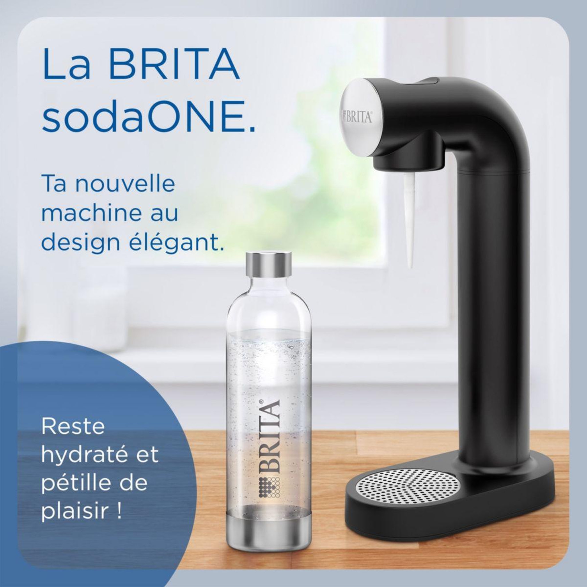 Voir la diapositive 2 : Brita Machine à soda SodaONE noire + 1 cylindre CO2 + 1 bouteille en PET
