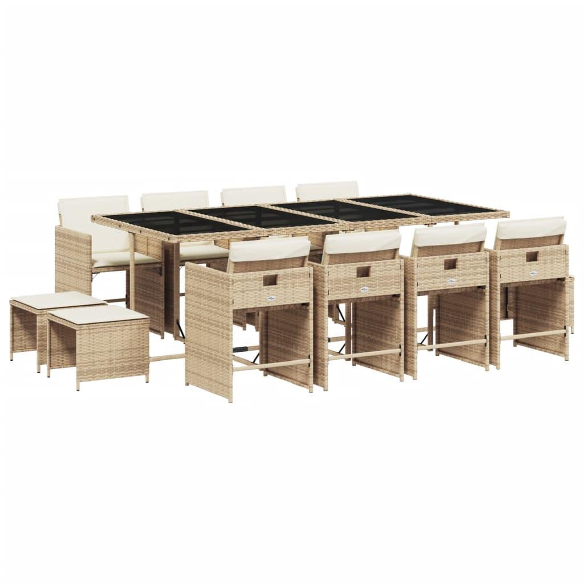 Voir la diapositive 2 : VIDAXL Ensemble a manger de jardin et coussins 13 pcs beige