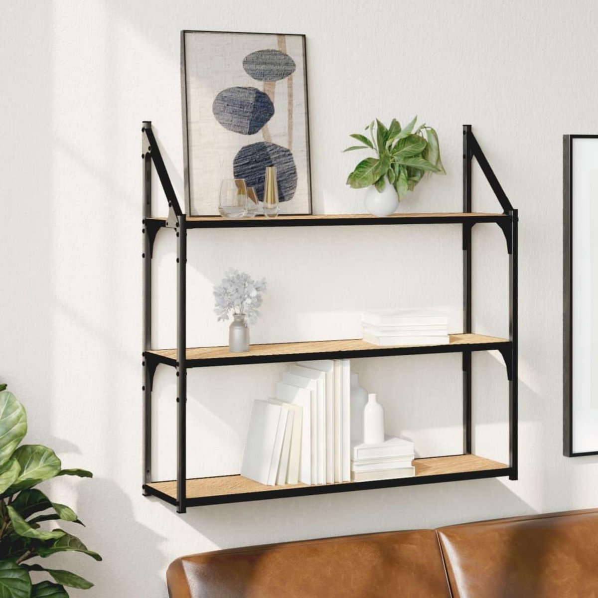 VIDAXL Etagere murale 3 niveaux chene sonoma 80x21x78,5 cm