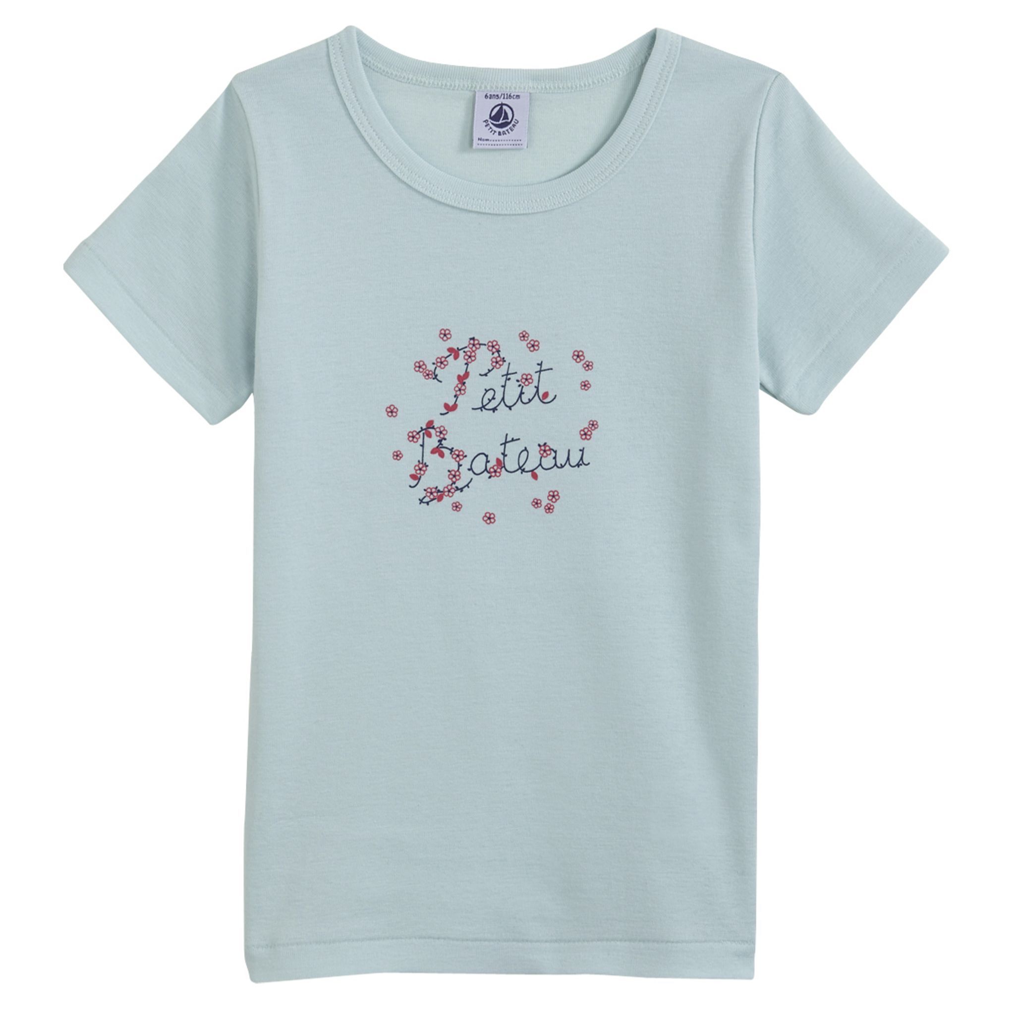 Tee-shirt Manches Courtes Fille - Petit Bateau - Coton Rayé Avec Motif Cœur - Qualité Française