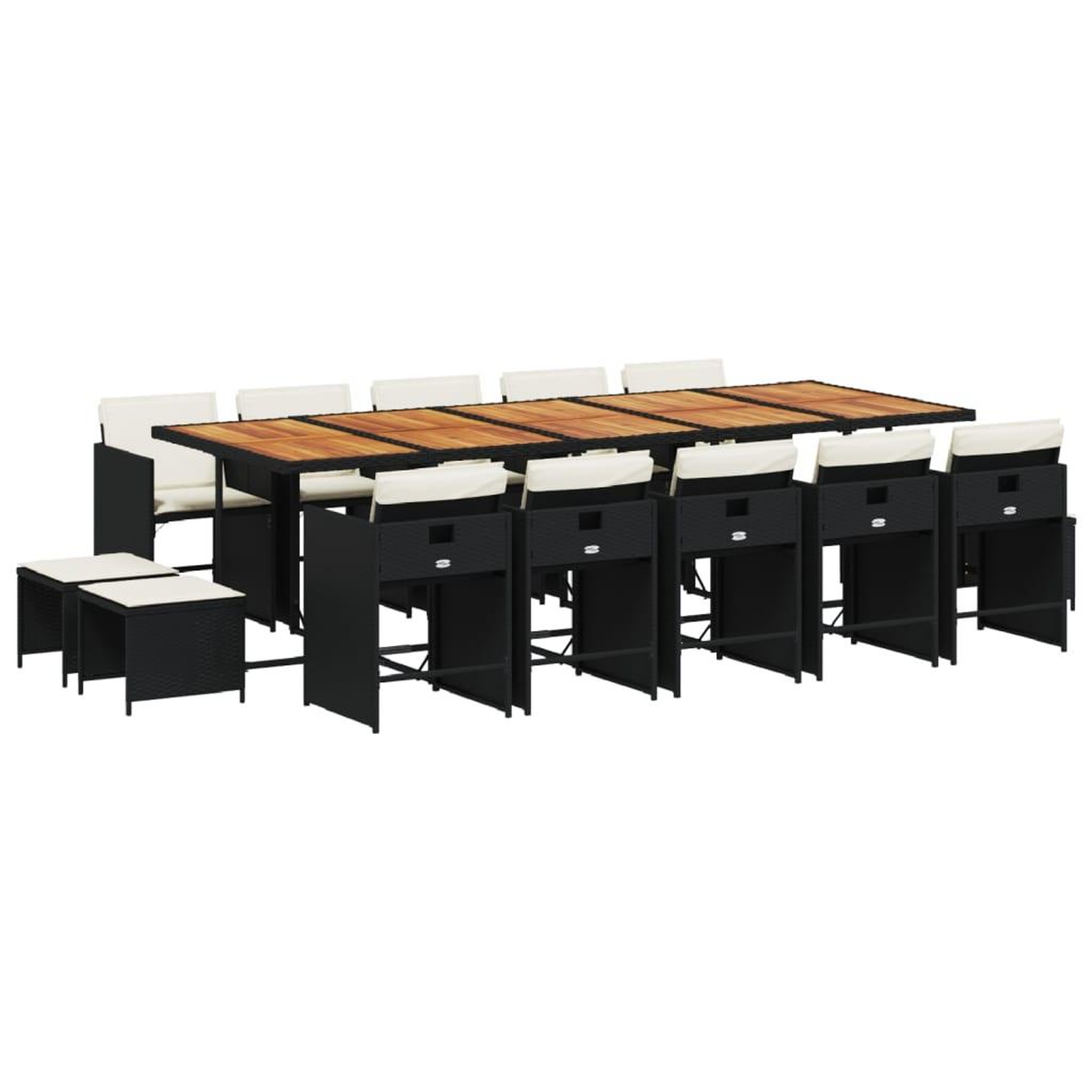 Voir la diapositive 2 : VIDAXL Ensemble a manger de jardin 15 pcs coussins noir resine tressee