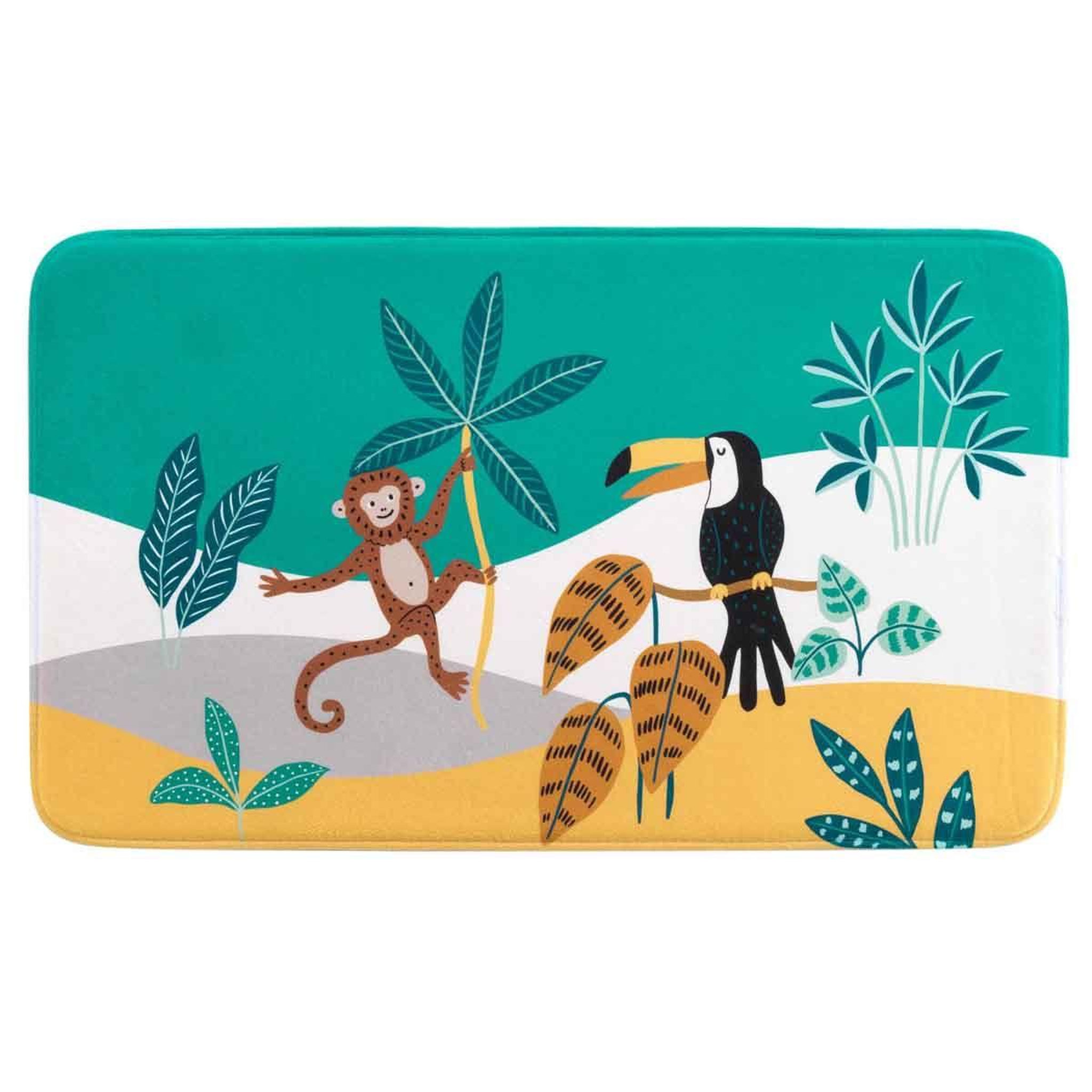 Douceur d'Intérieur Tapis enfant imprimé  jungle story  45x75cm vert