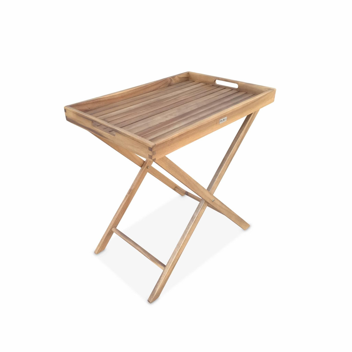 SWEEEK Desserte de jardin en bois 68x44cm - Murcia - Plateau amovible sur pied, table d'appoint, table basse