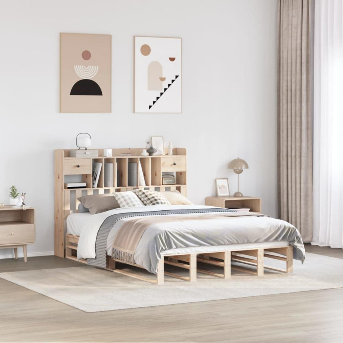 VIDAXL Lit bibliotheque sans matelas 140x200 cm bois massif de pin