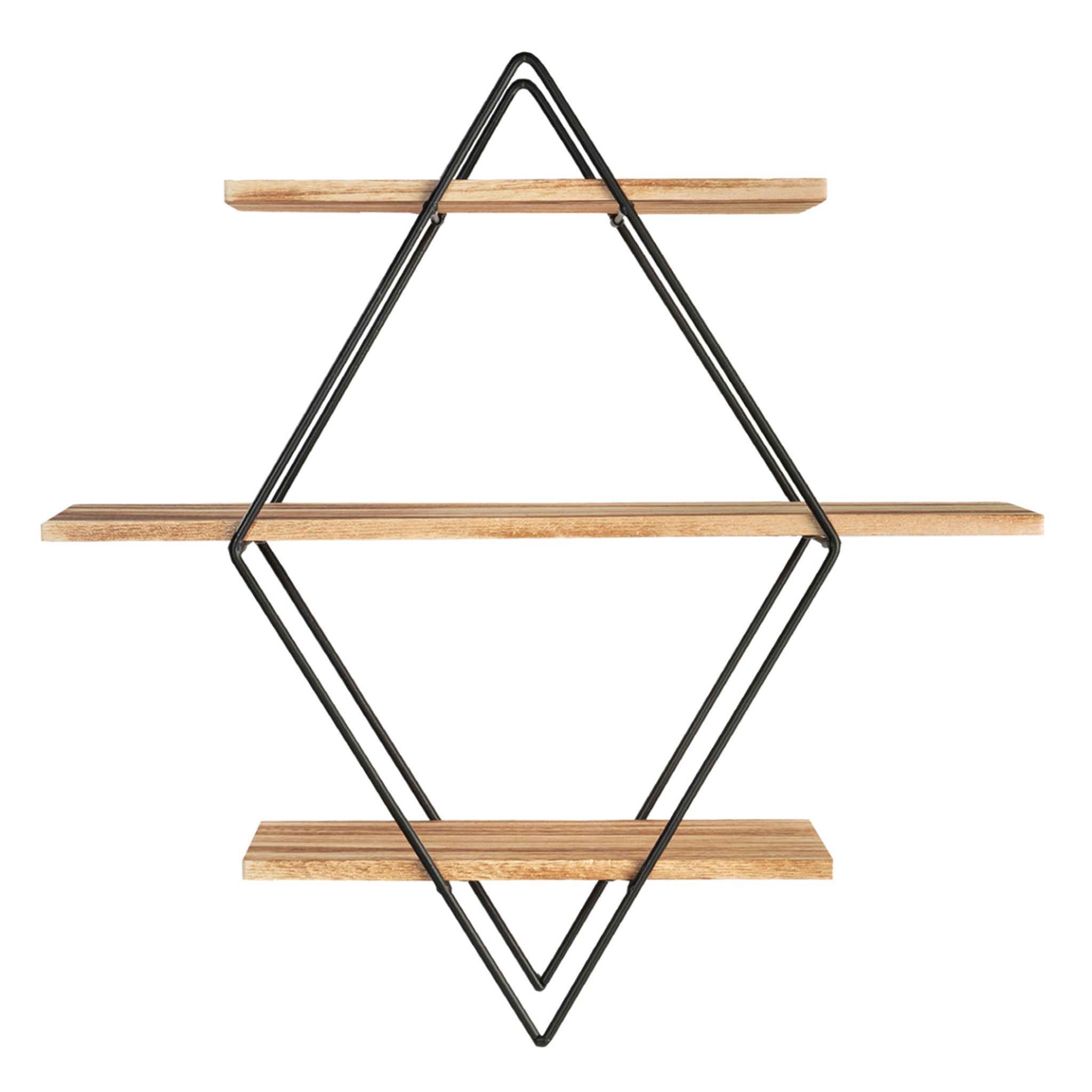 Voir la diapositive 3 : ID MARKET Etagère murale losange lily 3 niveaux bois et métal design industriel