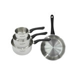 Fackelmann Set poêle 24 cm et 3 casseroles 12 16 et 20 cm en inox Fackelmann Geneva