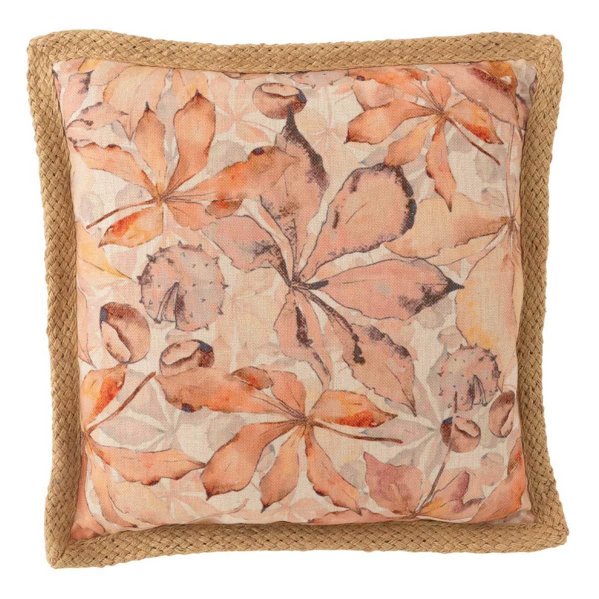 Voir la diapositive 1 : J-LINE Coussin Déco Imprimé  Garden  49x49cm Naturel