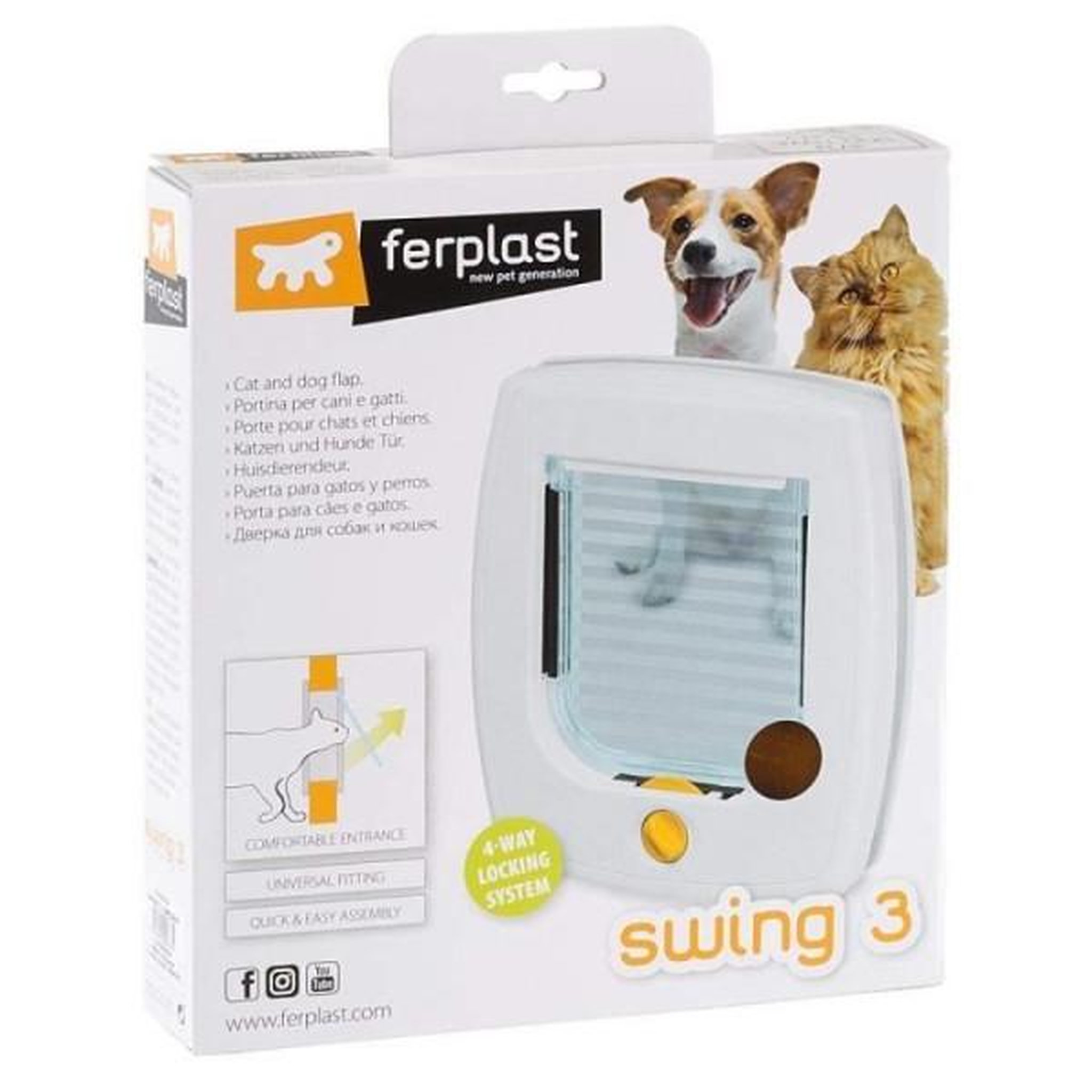 Voir la diapositive 2 : Ferplast Chatiere swing 3 porte pour chats