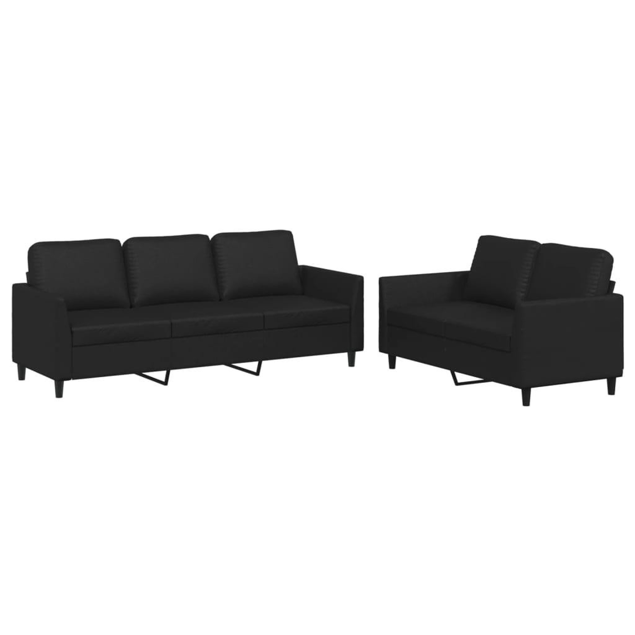 Voir la diapositive 2 : VIDAXL Ensemble de canapes 2 pcs avec coussins Noir Similicuir