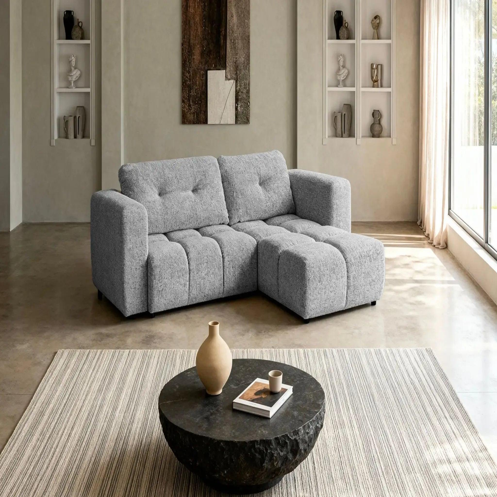 Voir la diapositive 2 : CASANOVA PARIS Romy 3 places - canapé d'angle convertible tissu chenille 3 places