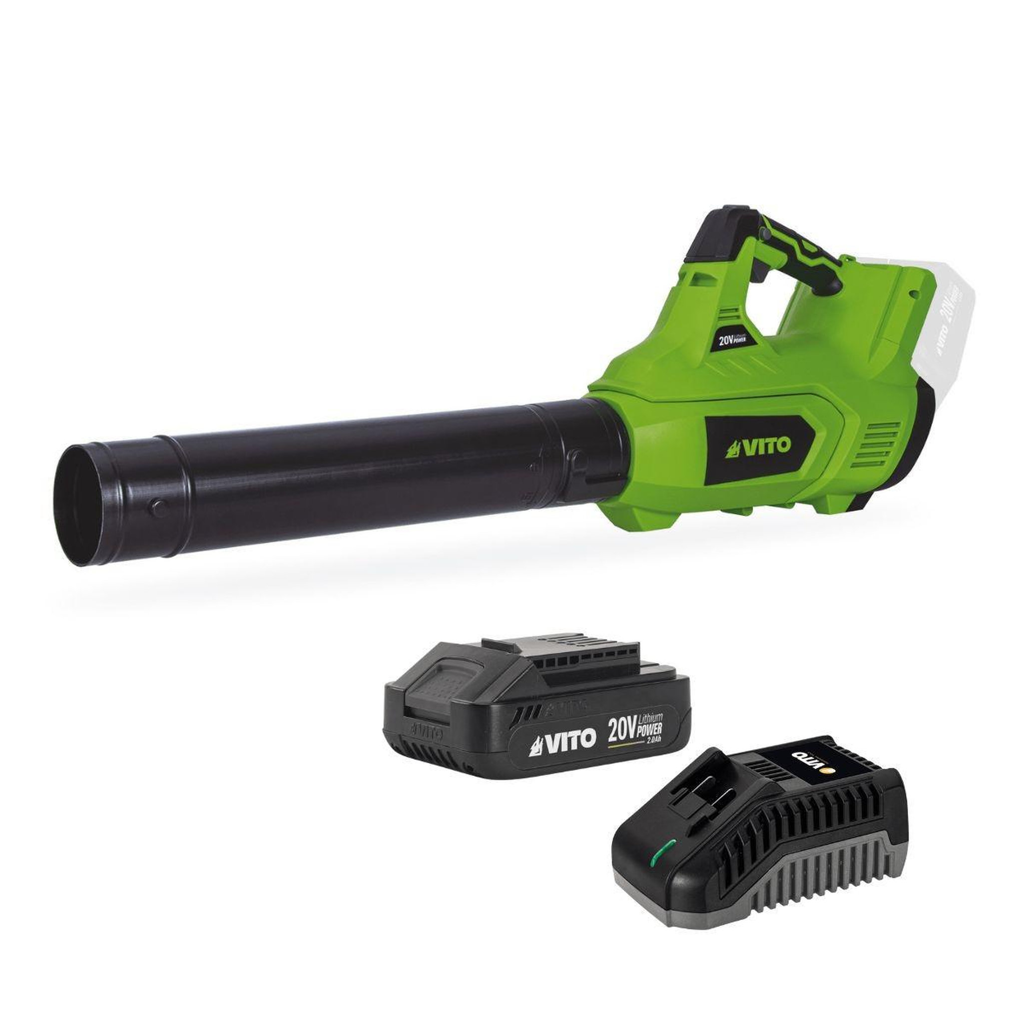 VITO Souffleur de feuilles sans fil 20v + batterie 2ah + chargeur rapide 2 vitesses nettoyage terrasse allée jardin vito