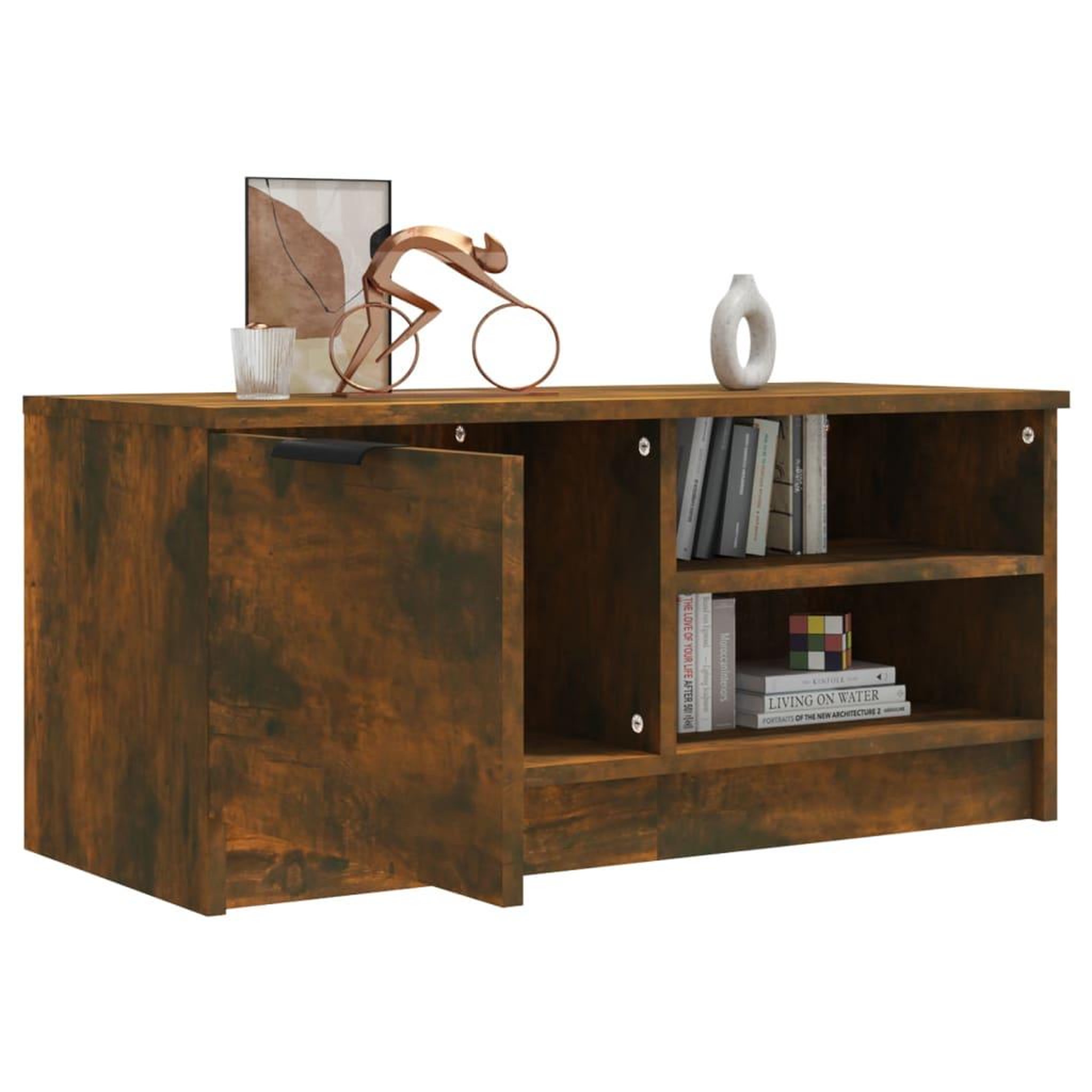 Voir la diapositive 4 : VIDAXL Meuble TV Chene fume 80x35x36,5 cm Bois d'ingenierie